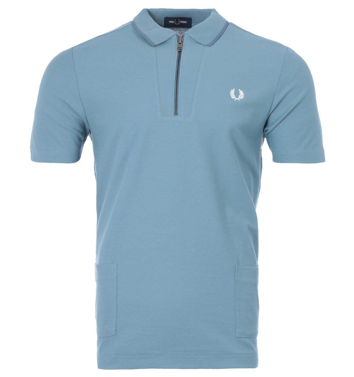 Fred Perry Cotton Rib Detail Neck Polo Shirt in Blue for Men - Save 16% |  Lyst