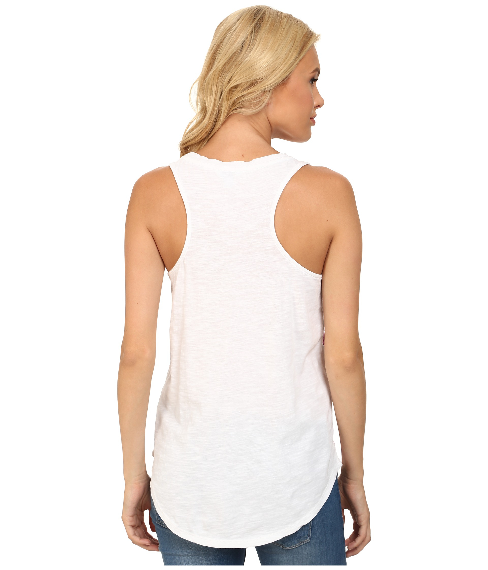 Lyst - Lucky Brand Floral Embroidered Tank Top in White