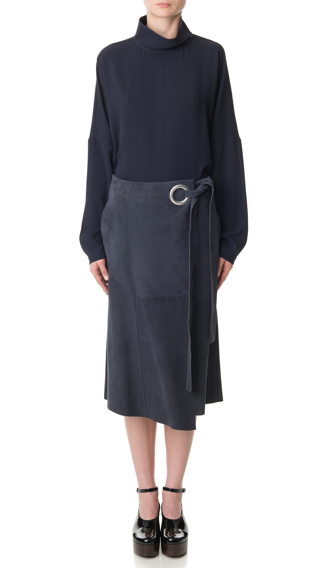 Tibi Suede Wrap Skirt in Denim (Blue) - Lyst