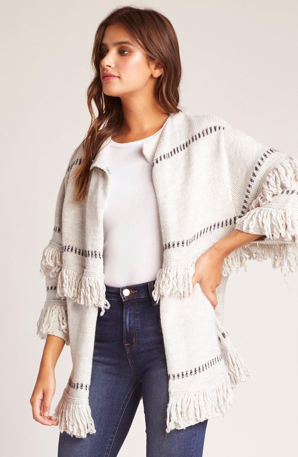 Jack Womens Fancy a Shag Drape Front Cardigan with Fringe Detail