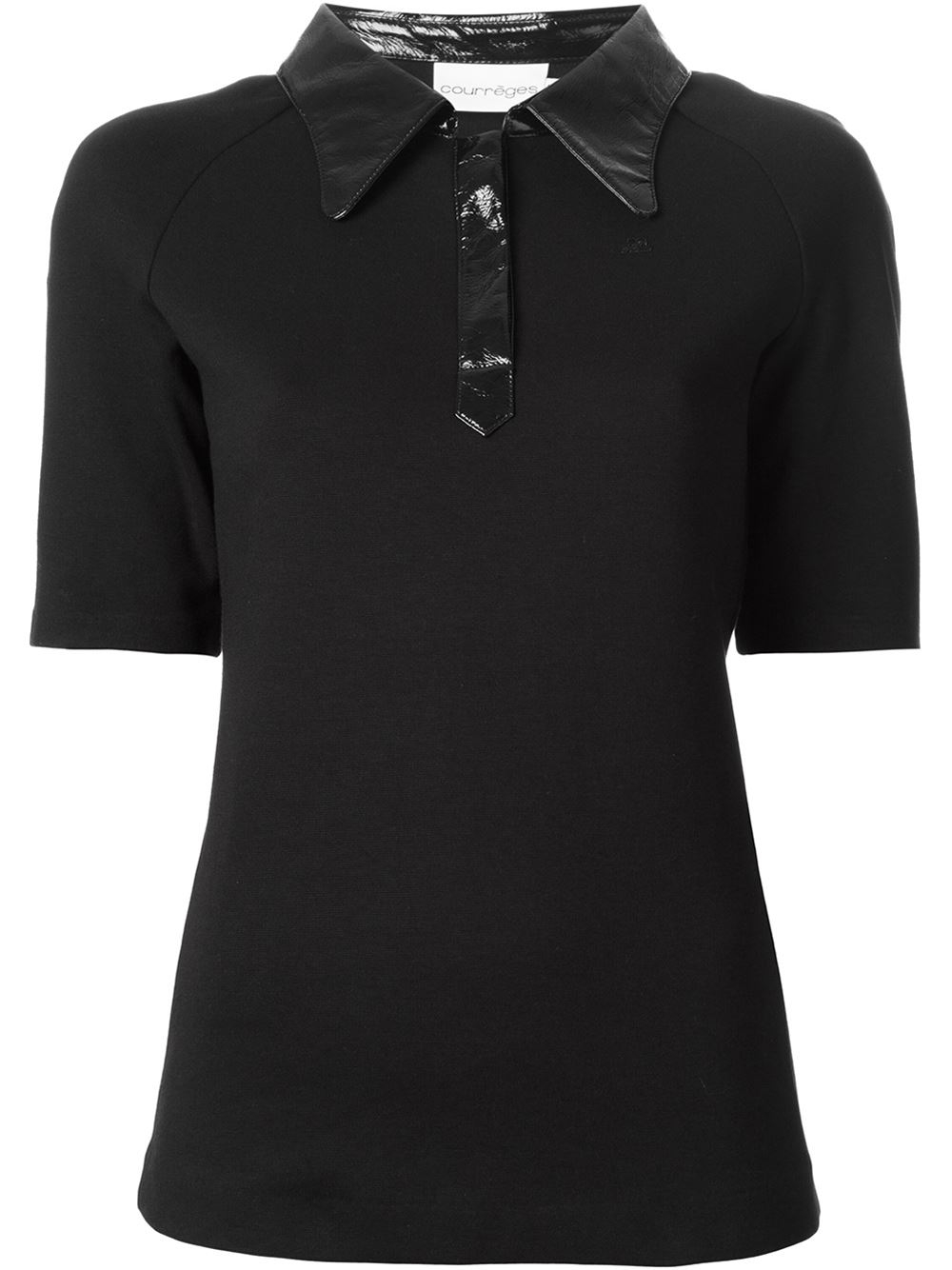 Courreges Polo Style Glossy Shirt in Black | Lyst