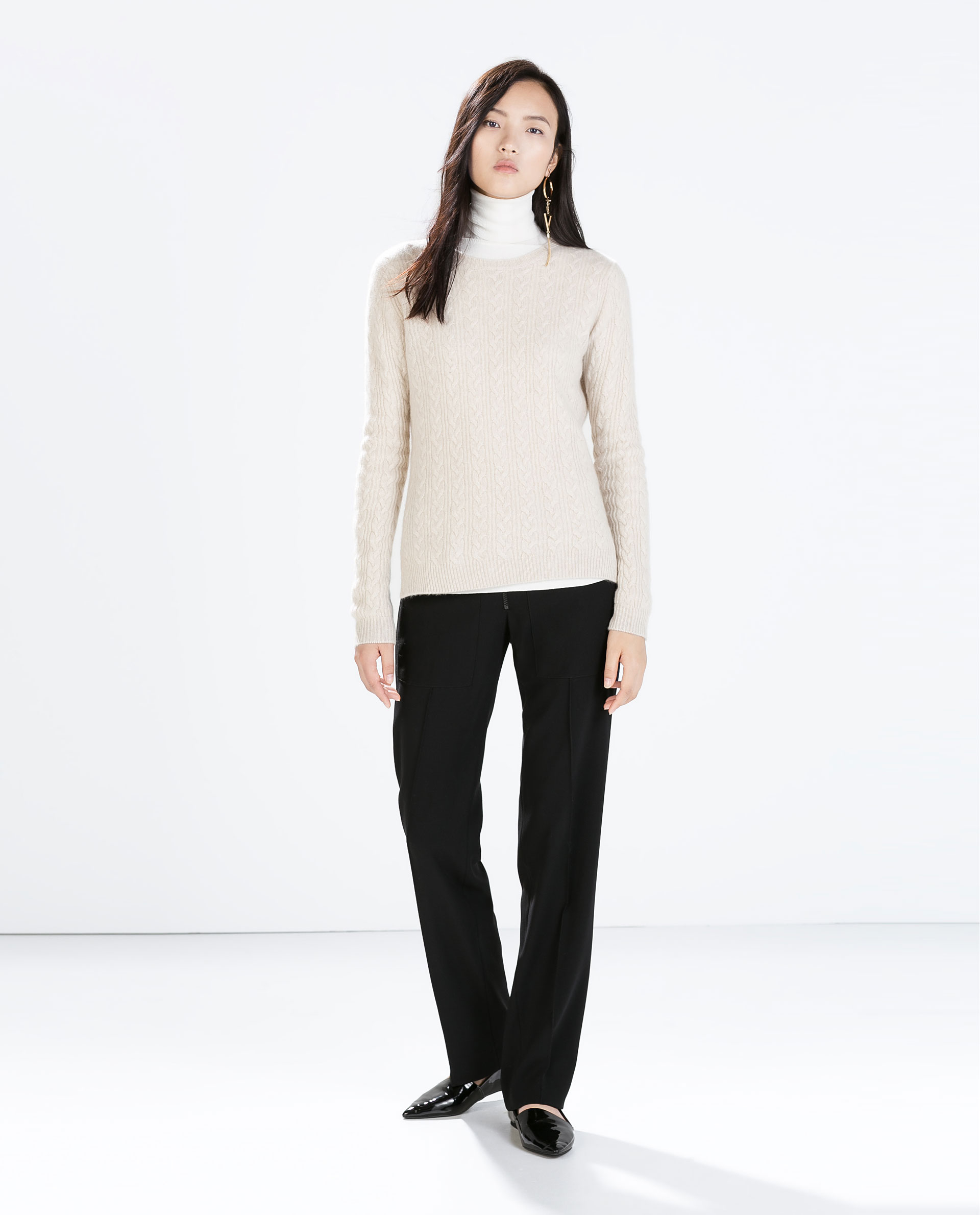 Zara Cableknit Cashmere Sweater in Beige (Sand) | Lyst