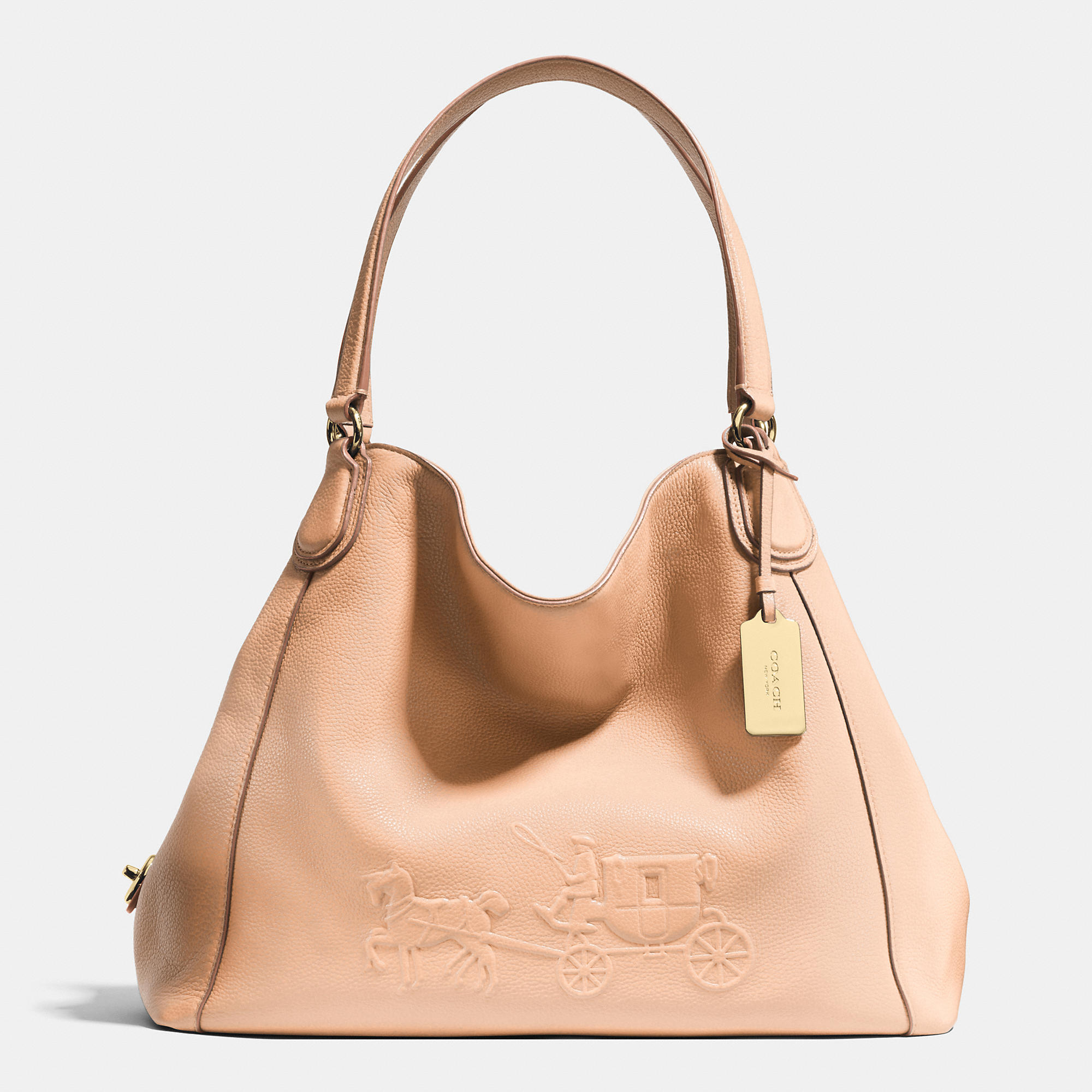 COACH Embossed Horse And Carriage Edie Shoulder Bag In Pebbled Leather in  Metallic | Lyst