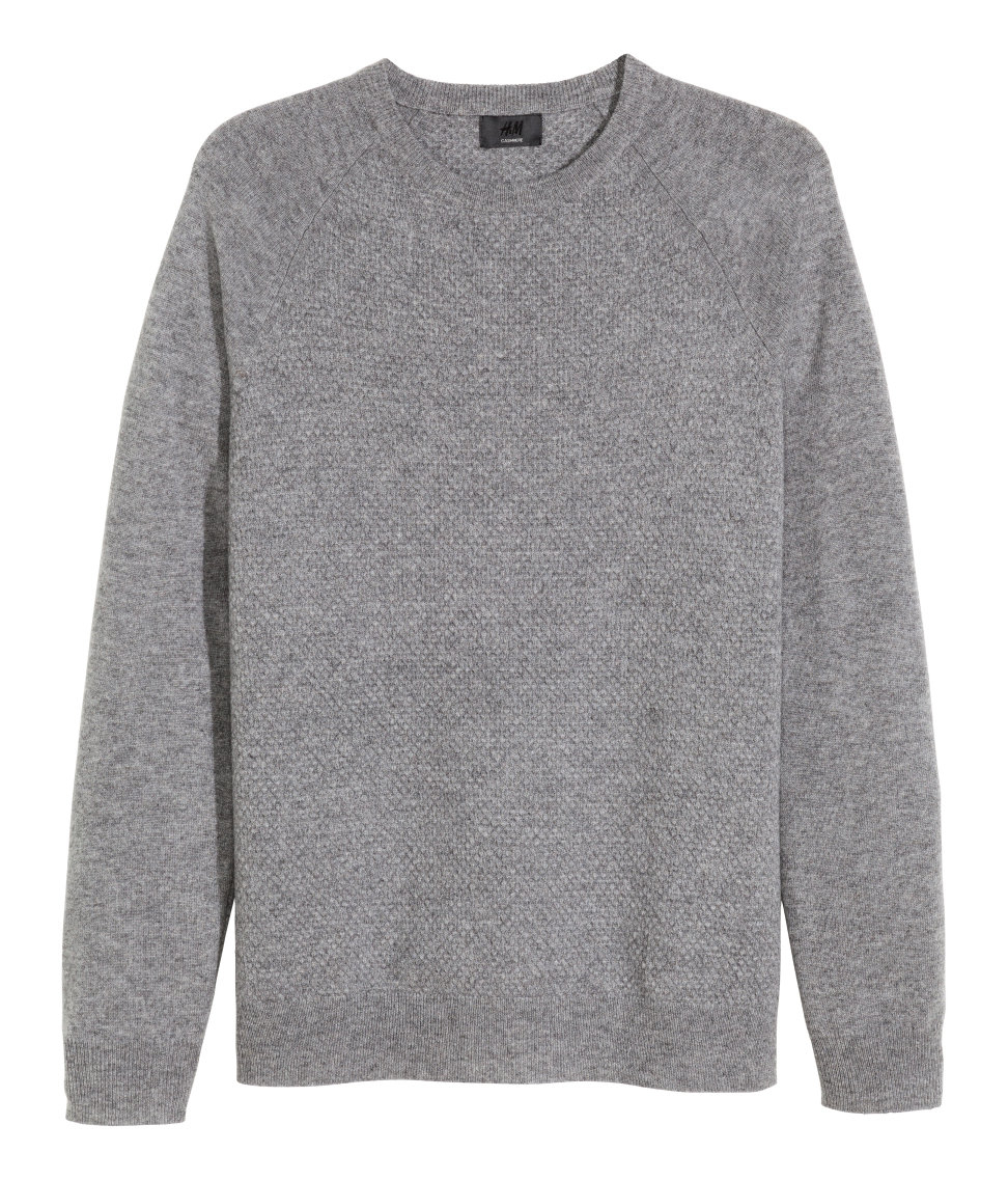 h m textured cashmere jumper in gray for men lyst