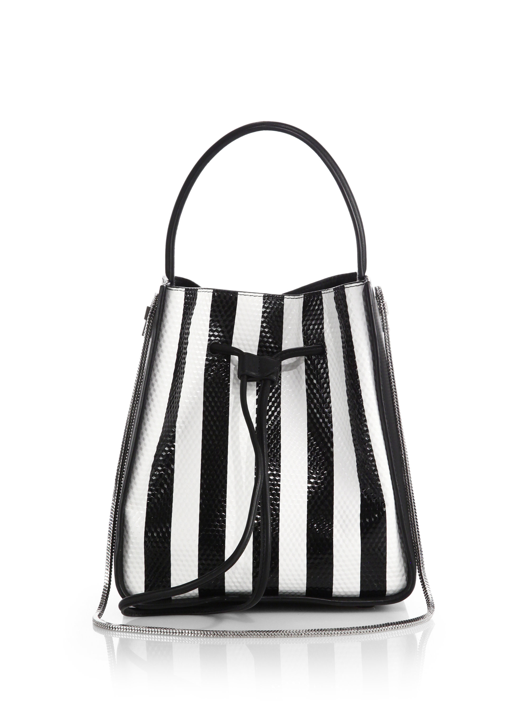 3.1 Phillip Lim Soleil Small Striped 3D-Textured Leather Shoulder Bag in Black-White (Black) - Lyst