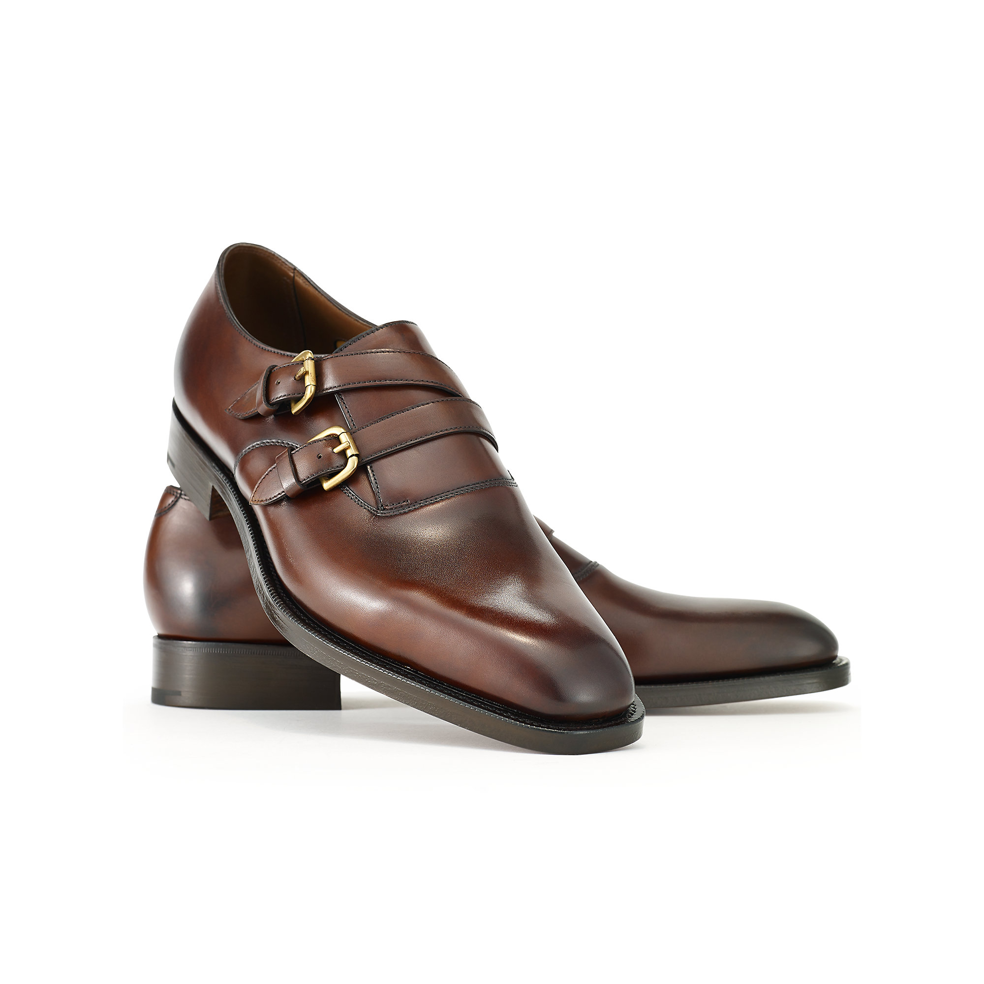 double monk brown shoes