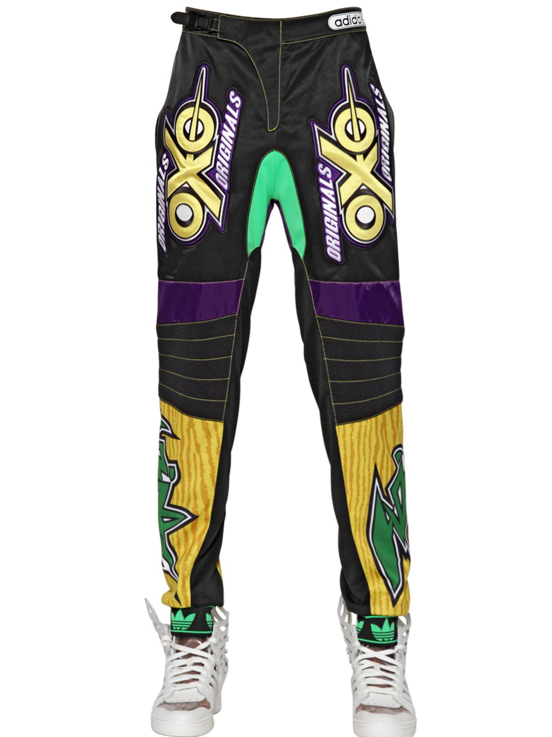 Jeremy Scott for adidas Motor Cross Embroidered Trousers in Black (Yellow)  | Lyst