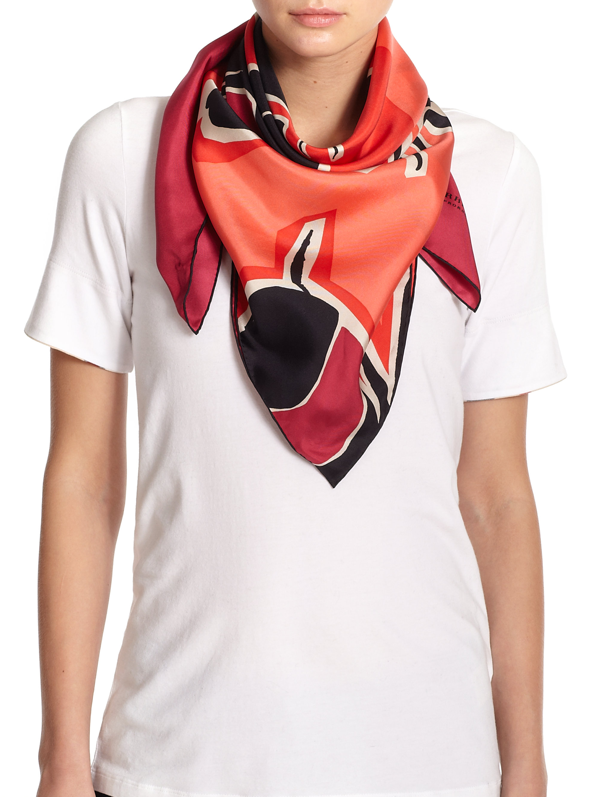 Lyst Burberry Prorsum Insects Of Britain Silk Scarf in Red