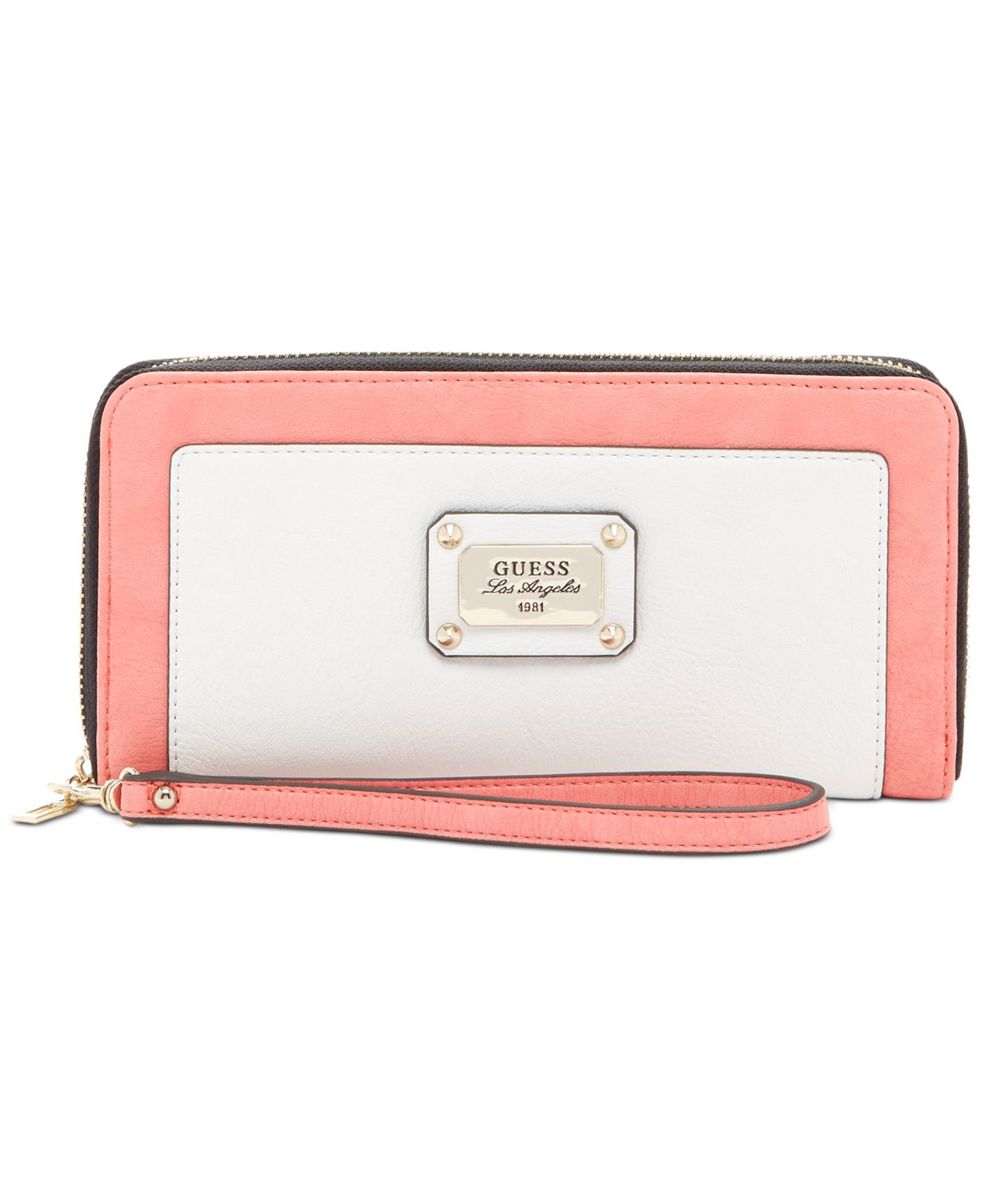 Lyst Guess Escapade Large Zip Around Wallet in Pink