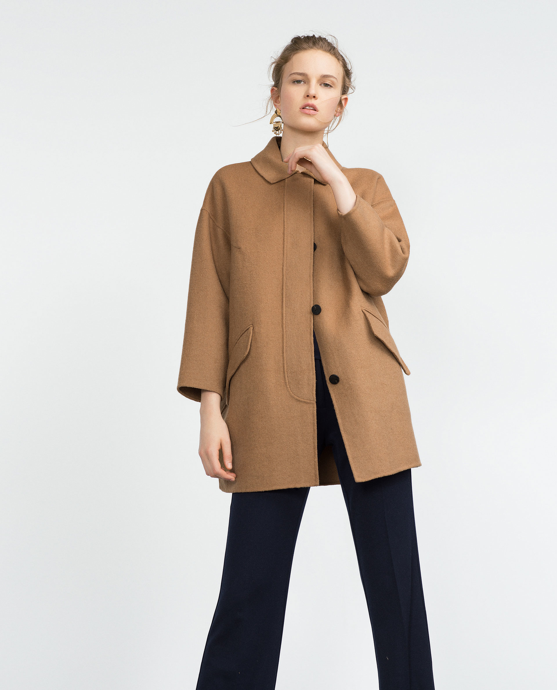 Zara Coat With Pockets in Beige (Camel) | Lyst