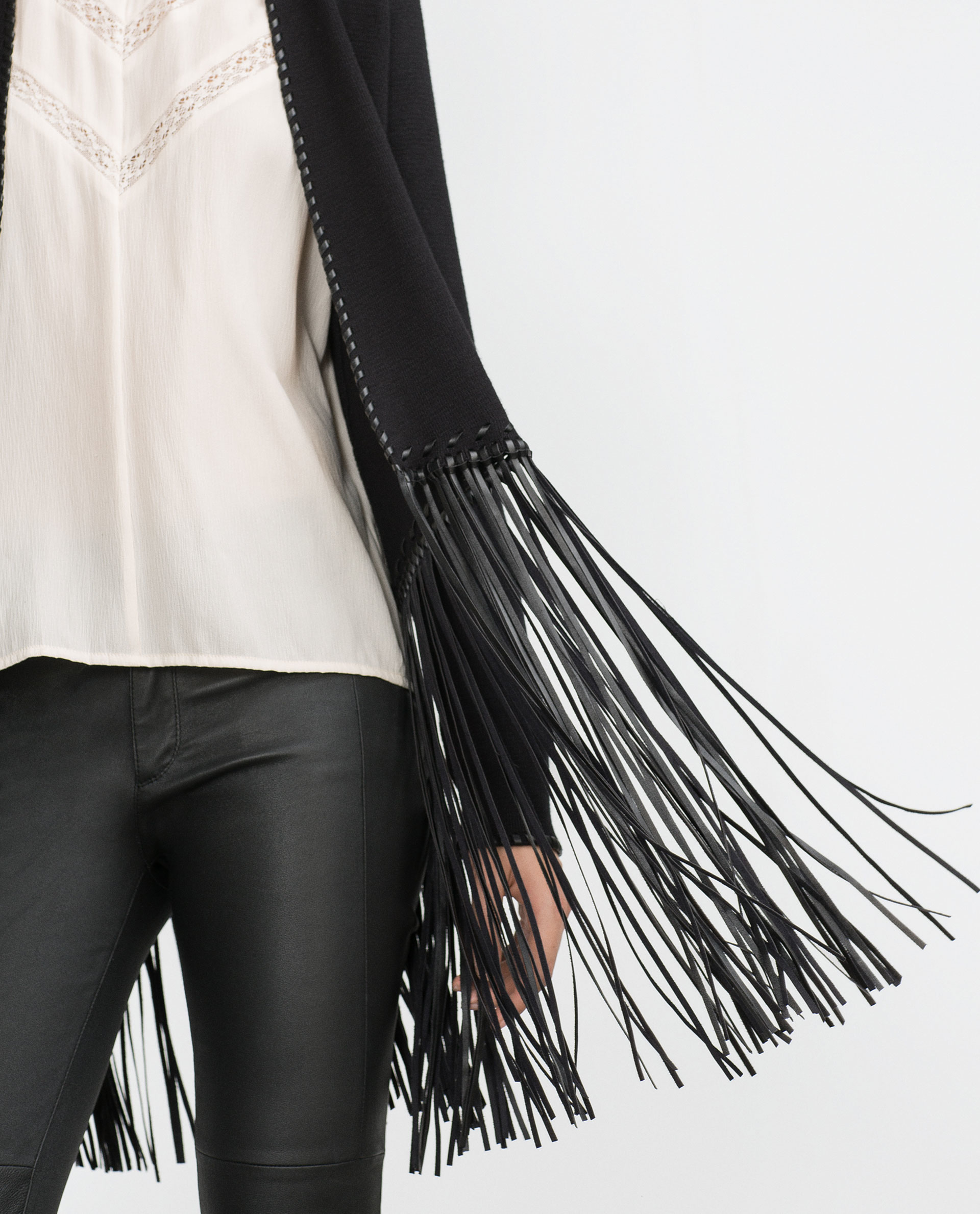 Zara Jacket With Fringe in Black Lyst