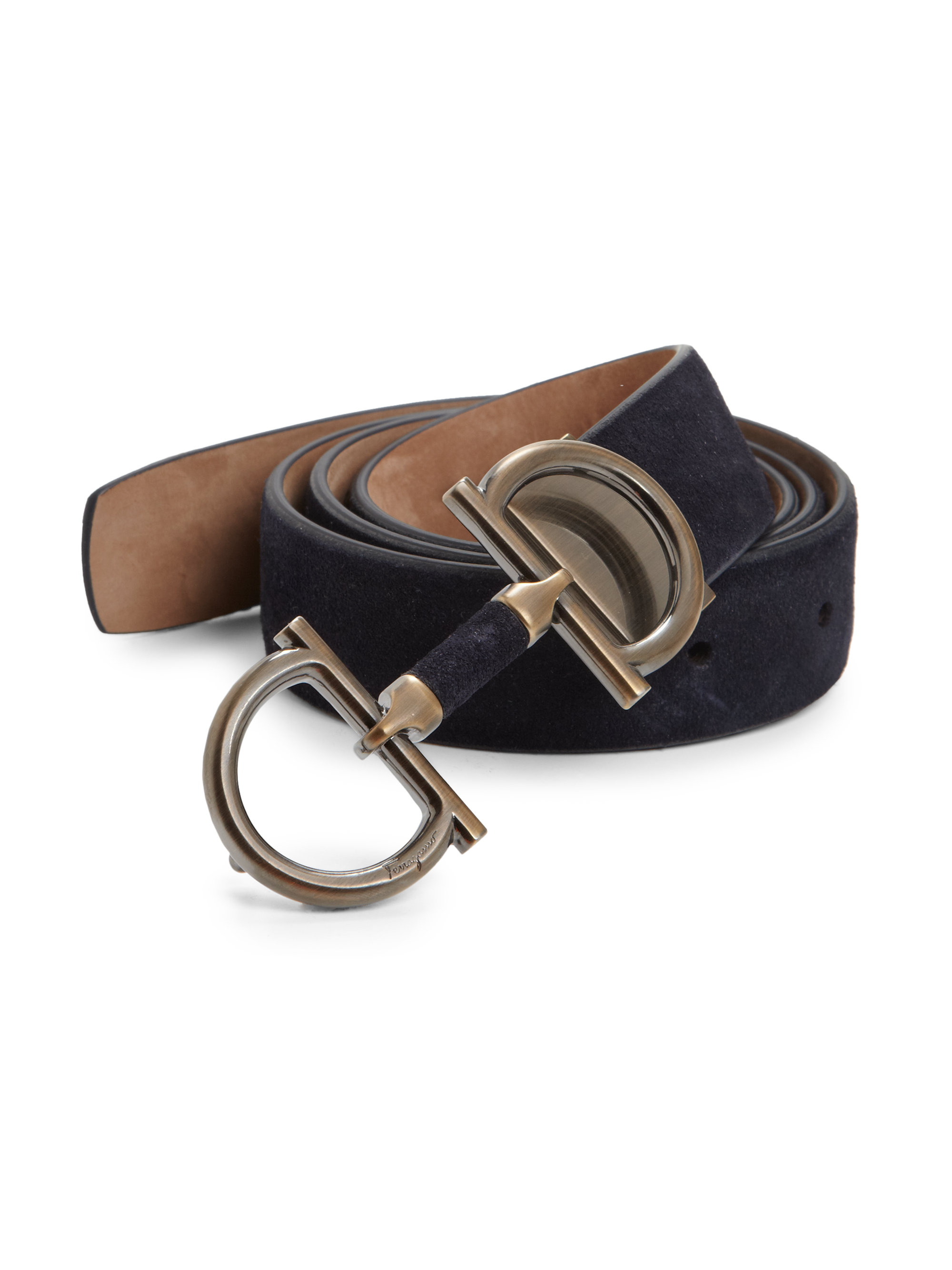 Ferragamo Gancini Suede Belt in Blue for Men Lyst