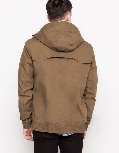 Pull&bear Jacket with Hood in Khaki for Men | Lyst