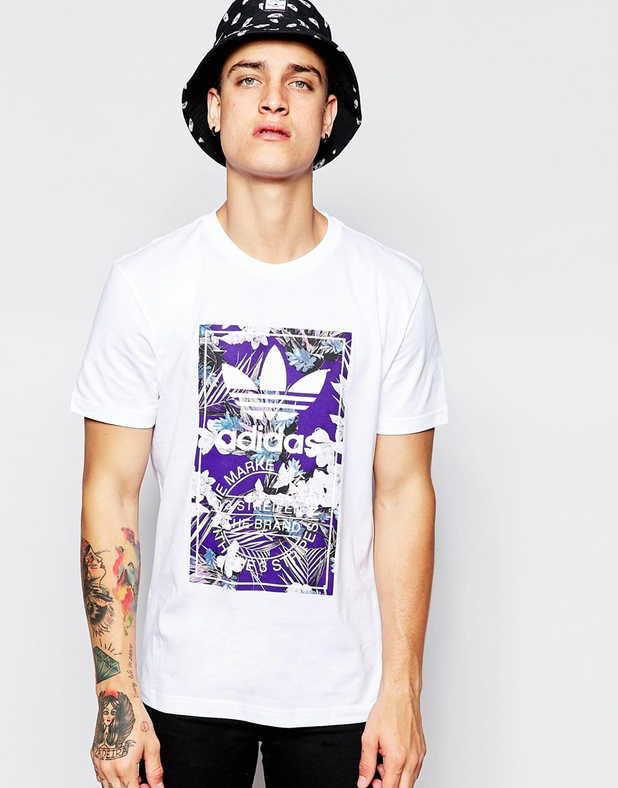 vokse op løbetur hybrid adidas Originals T-shirt With Floral Print Ah9085 in Purple for Men | Lyst