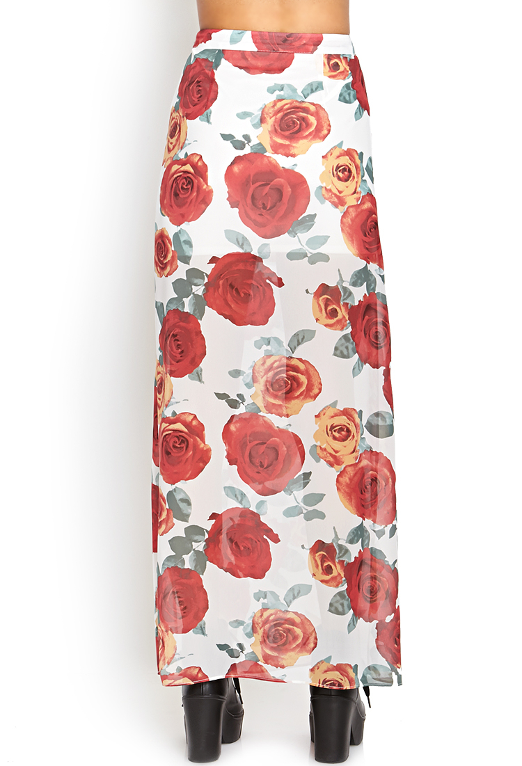 rose print maxi skirt
