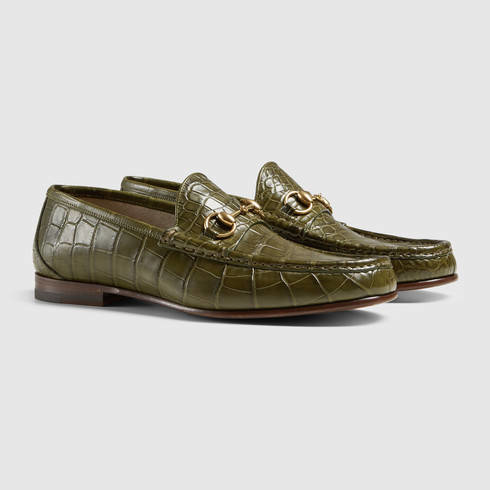 Gucci 1953 Horsebit Crocodile Loafer in Green for Men | Lyst