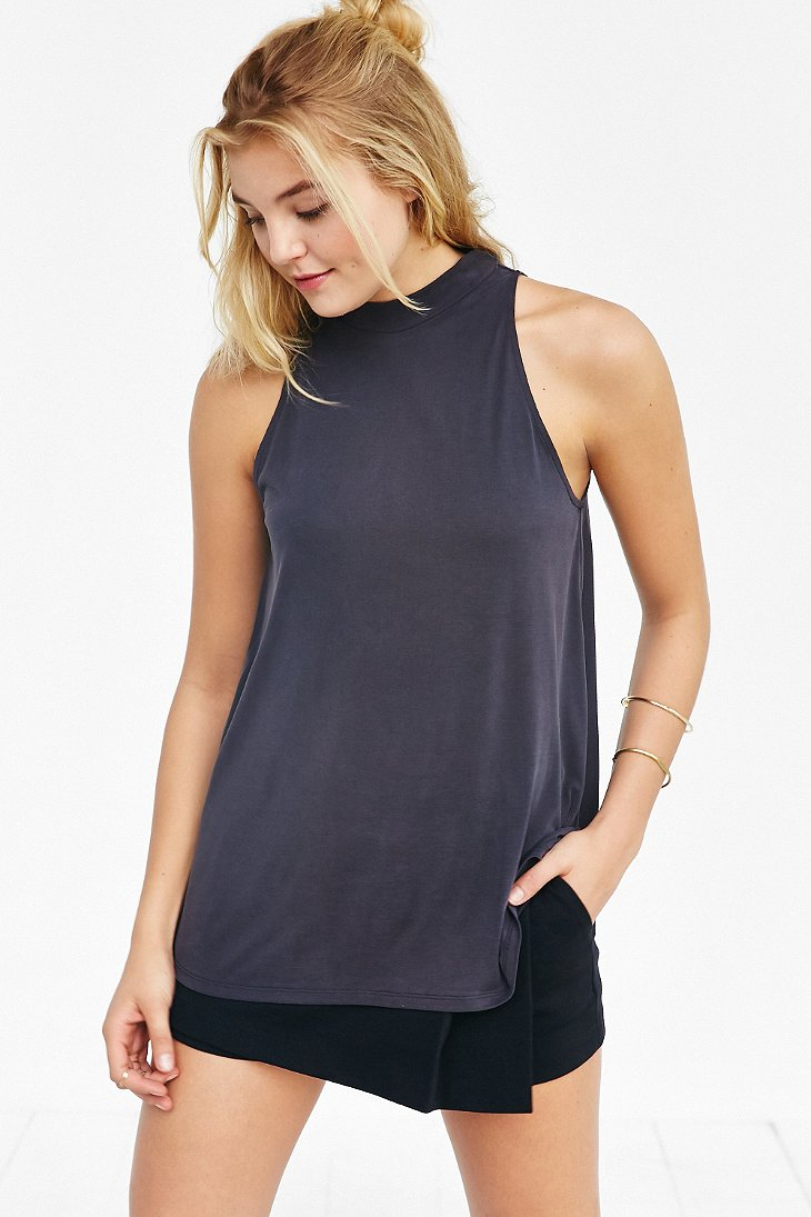 Silence + Noise Mock Turtleneck Tunic Tank Top in Black - Lyst