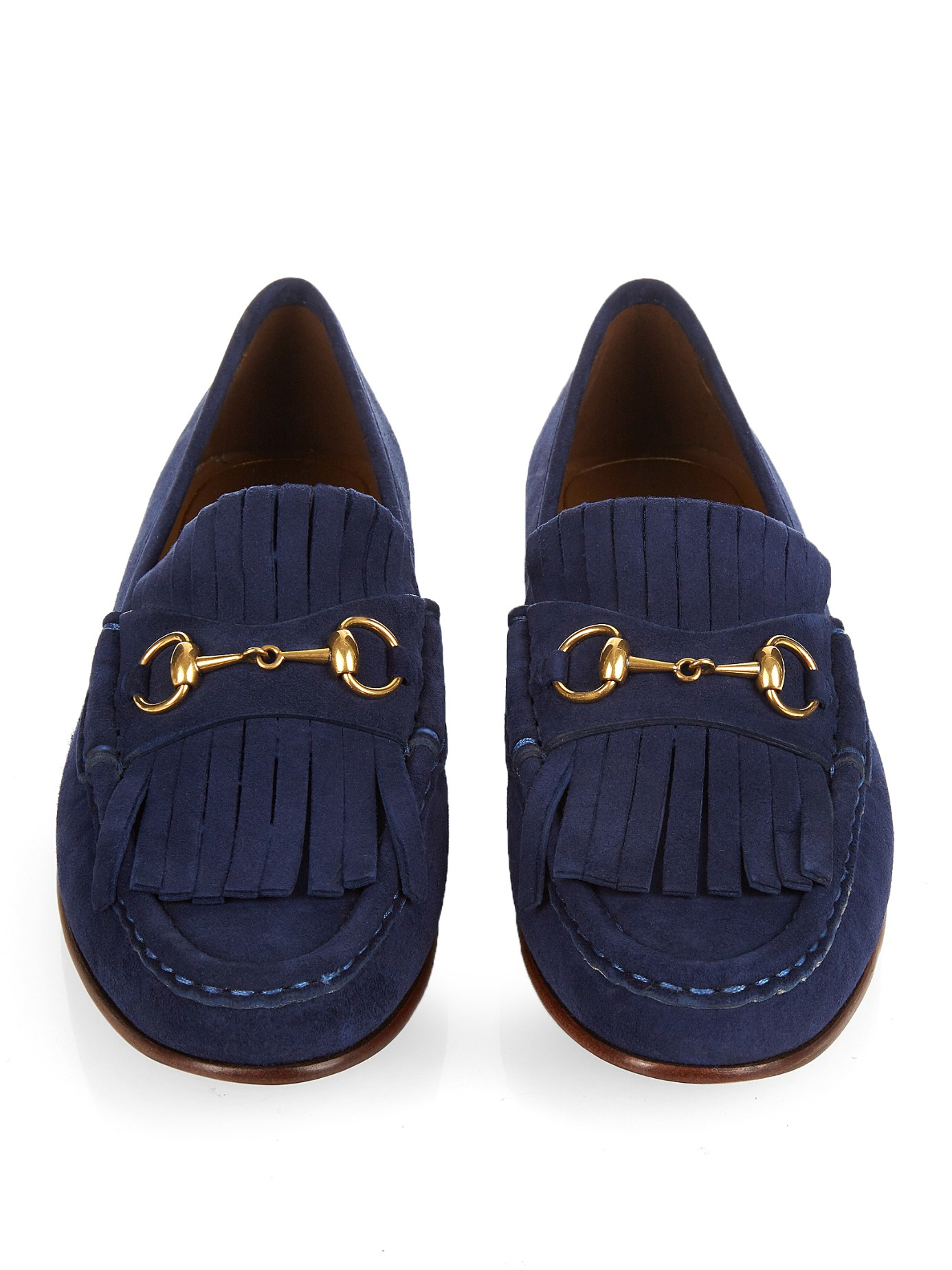Gucci Horsebit Suede Loafers in Blue | Lyst
