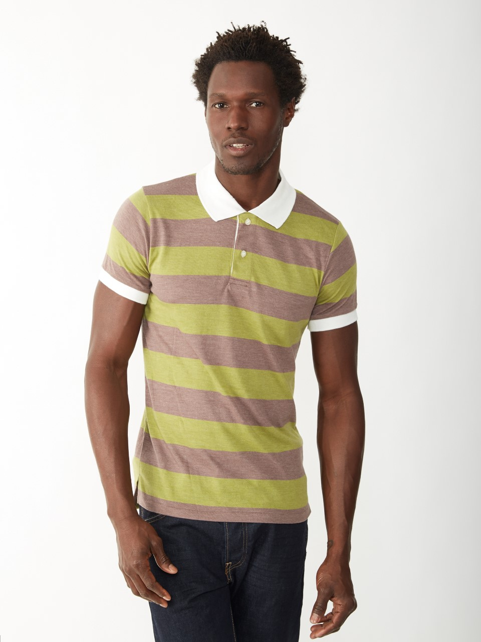 Alternative apparel Ugly Striped Polo Shirt in Brown for Men Lyst