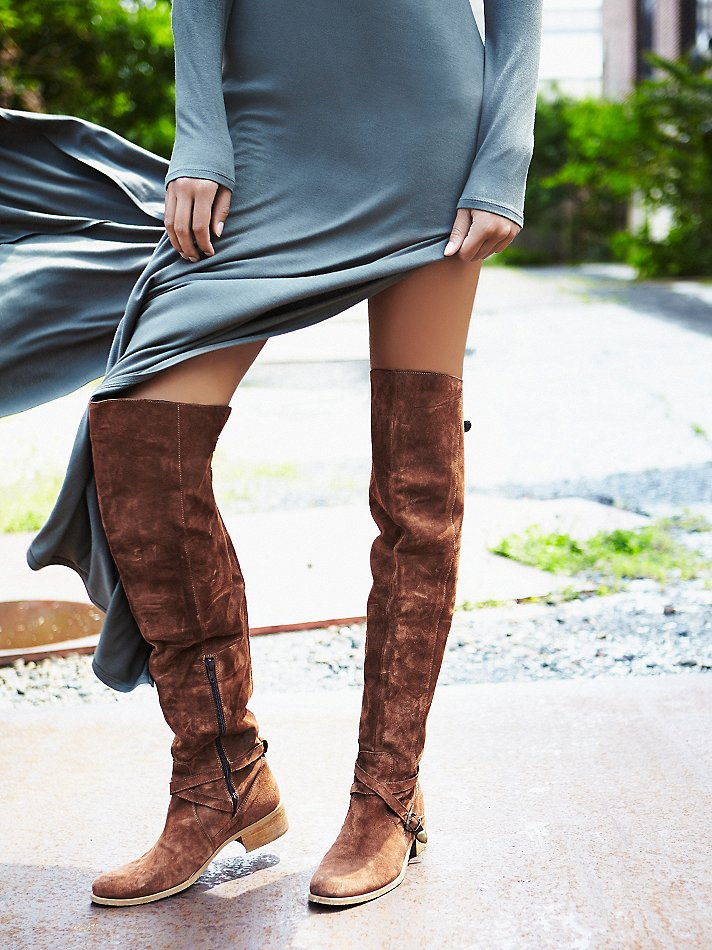below the knee suede boots