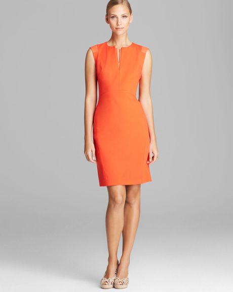 Lafayette 148 New York Zelina Dress with Leather Combo in Orange ...