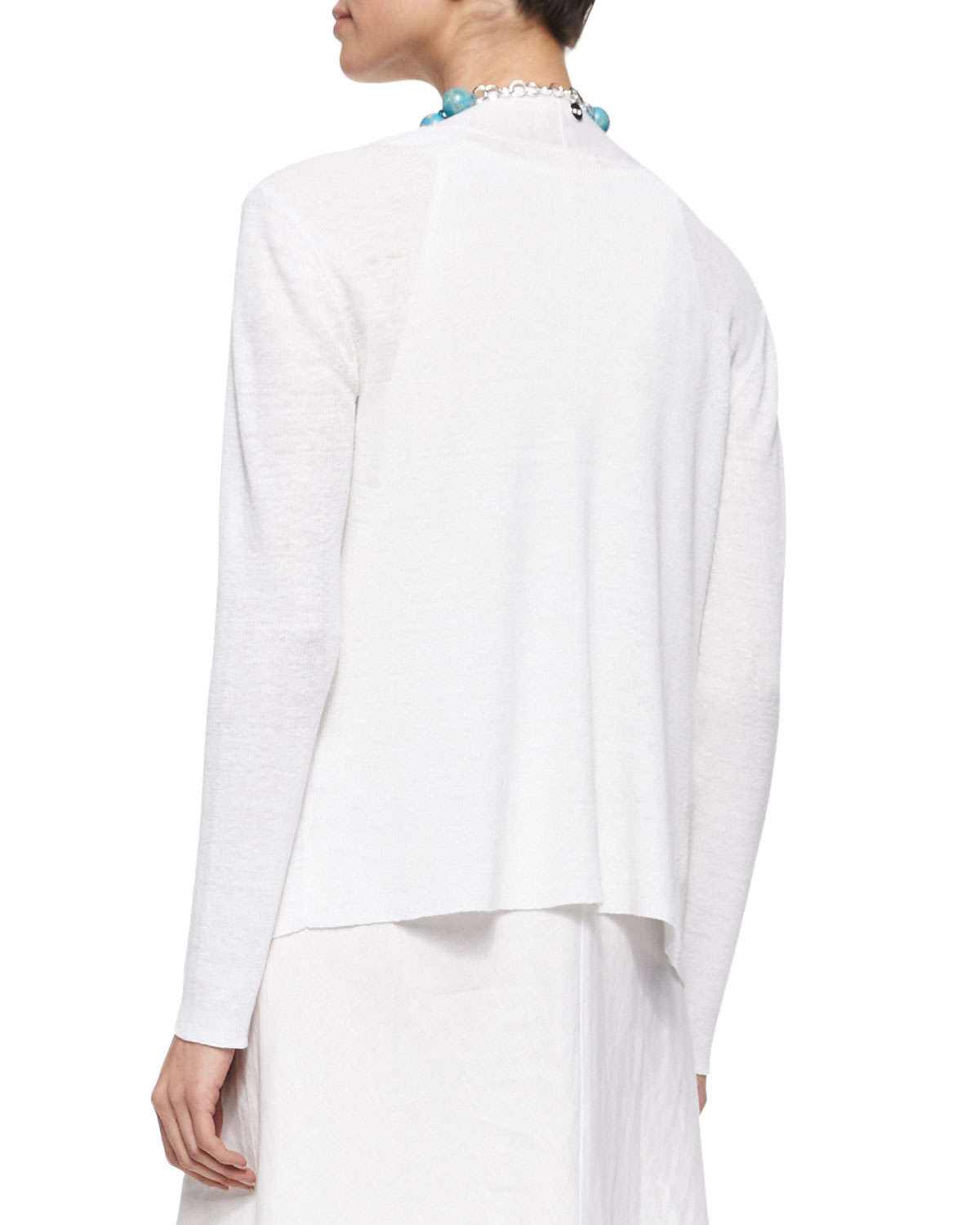 womens white linen cardigan