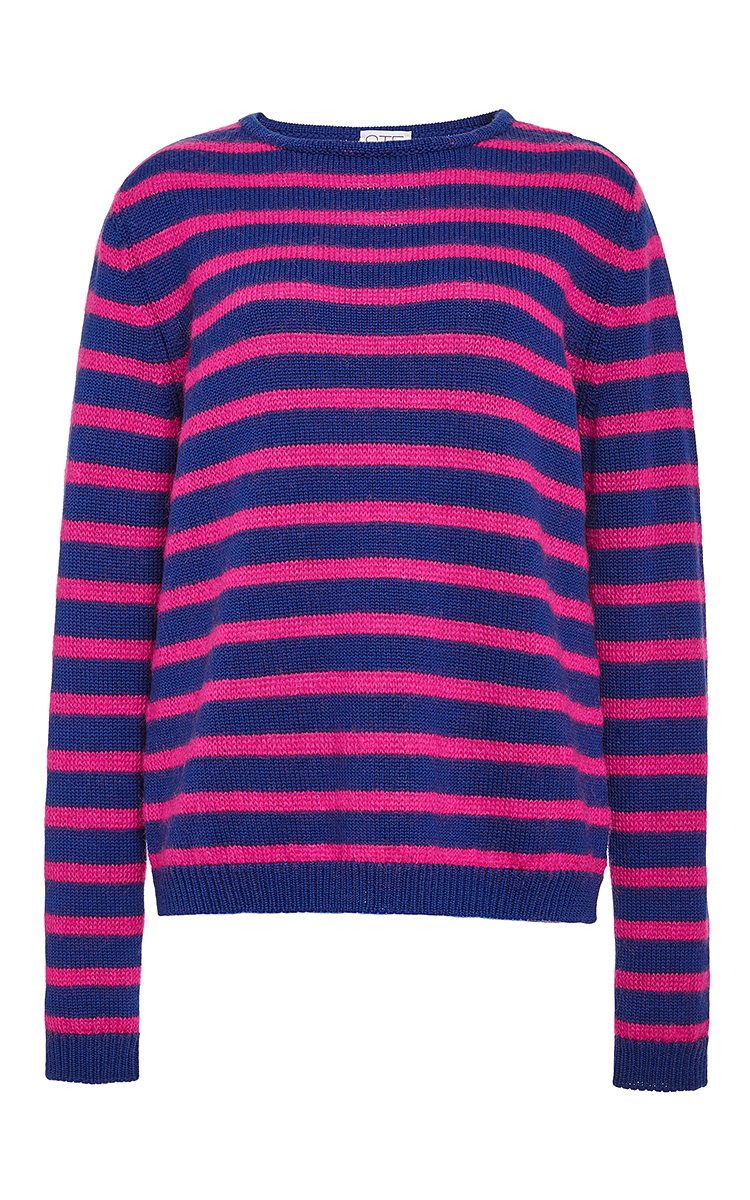 blue and purple striped sweater