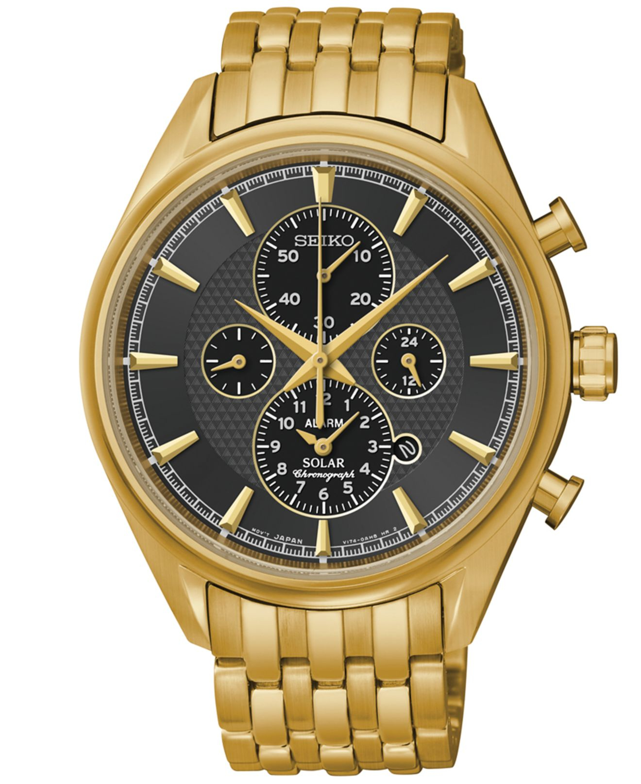 seiko silver tone solar men's watch