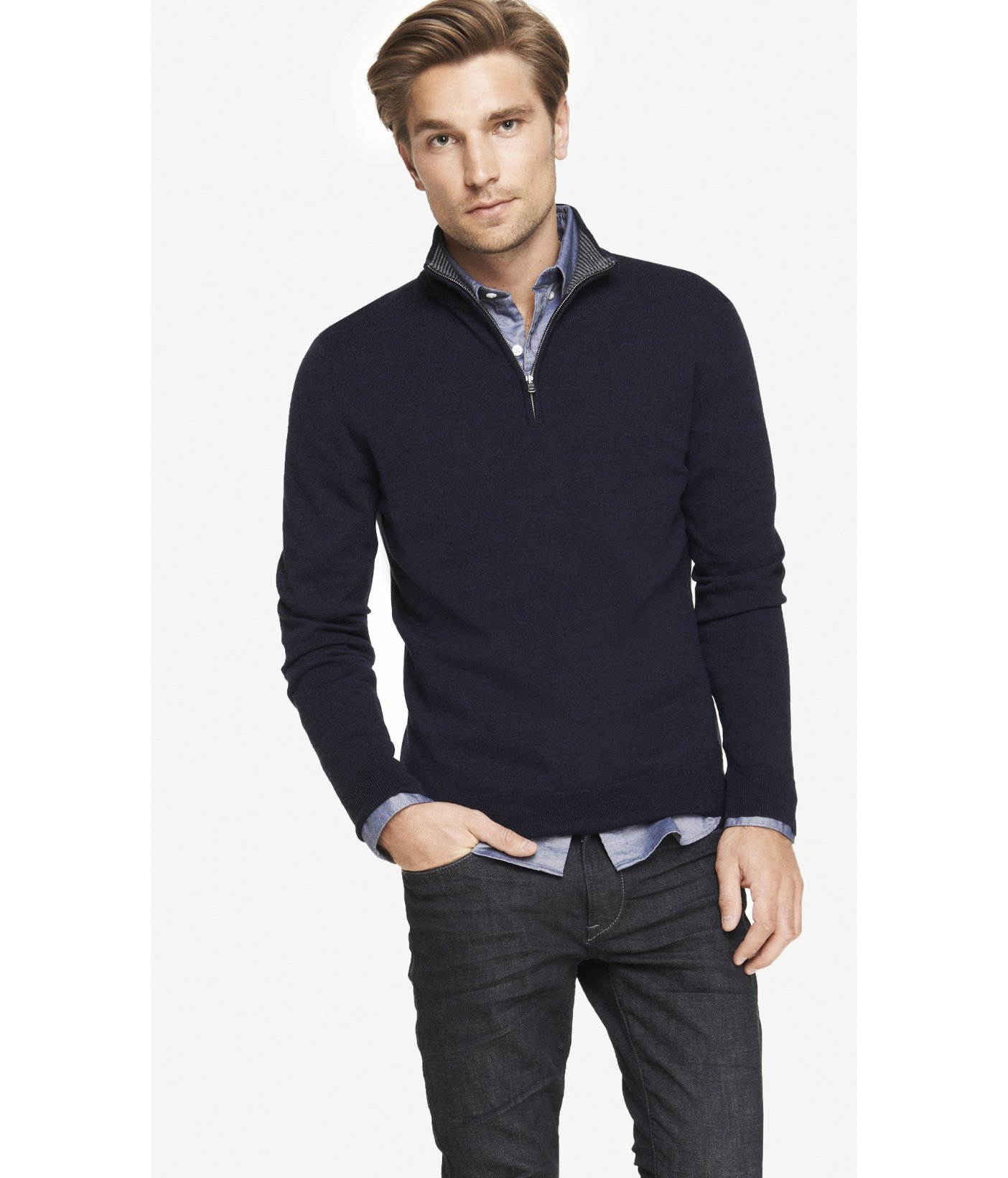 zip up collar sweater