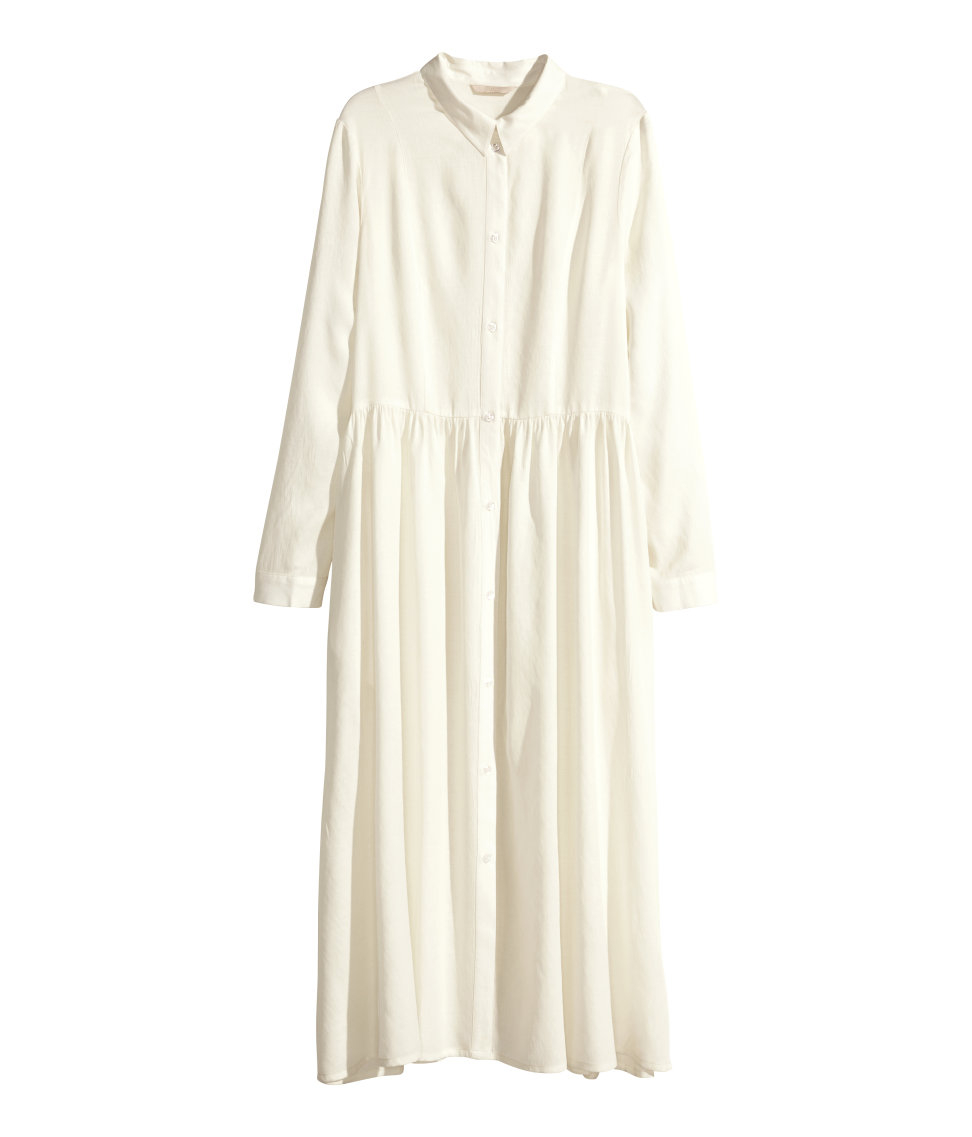 h&m white long sleeve dress