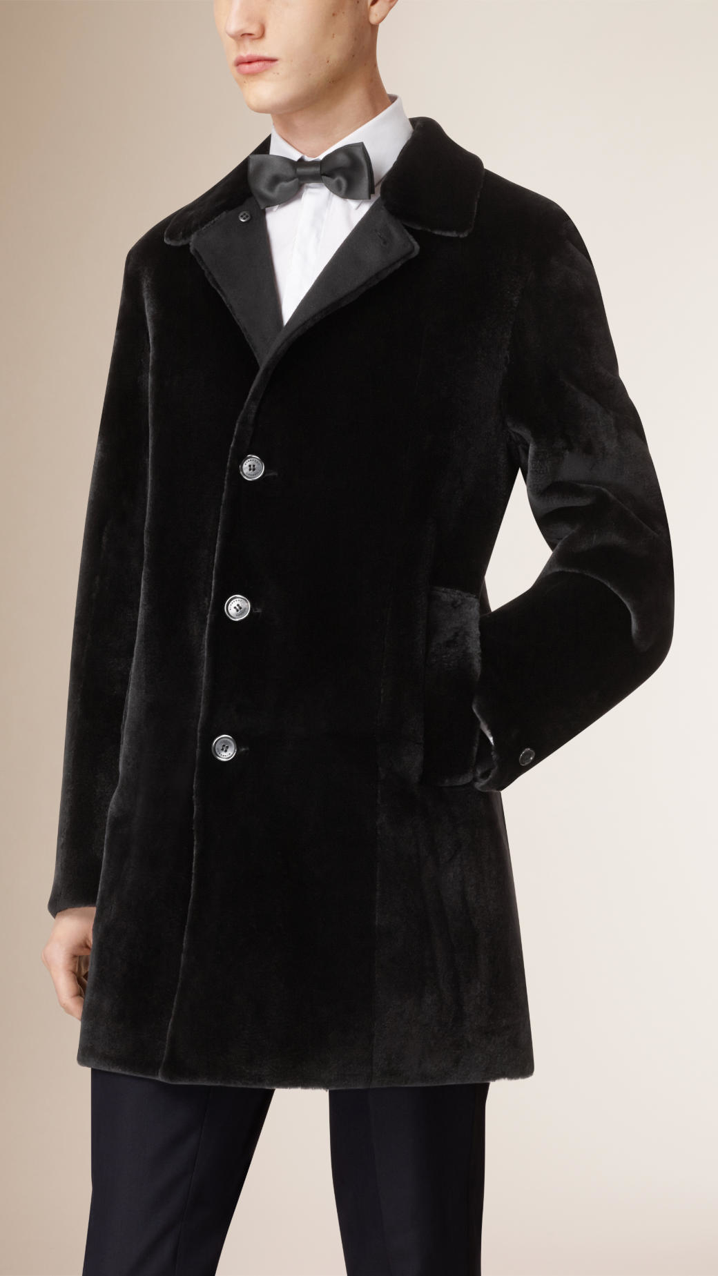 Burberry Cashmere Mink Car Coat in Black for Men - Lyst