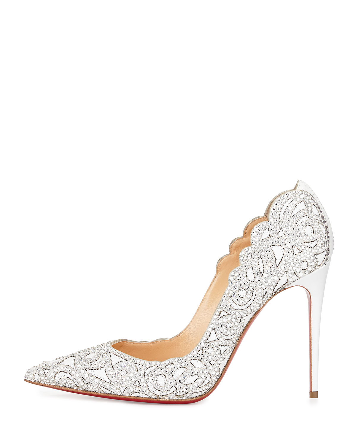 Christian louboutin Top Vague Scalloped Crystal Red Sole Pump in ... Christian louboutin Top Vague Scalloped Crystal Red Sole Pump in ...