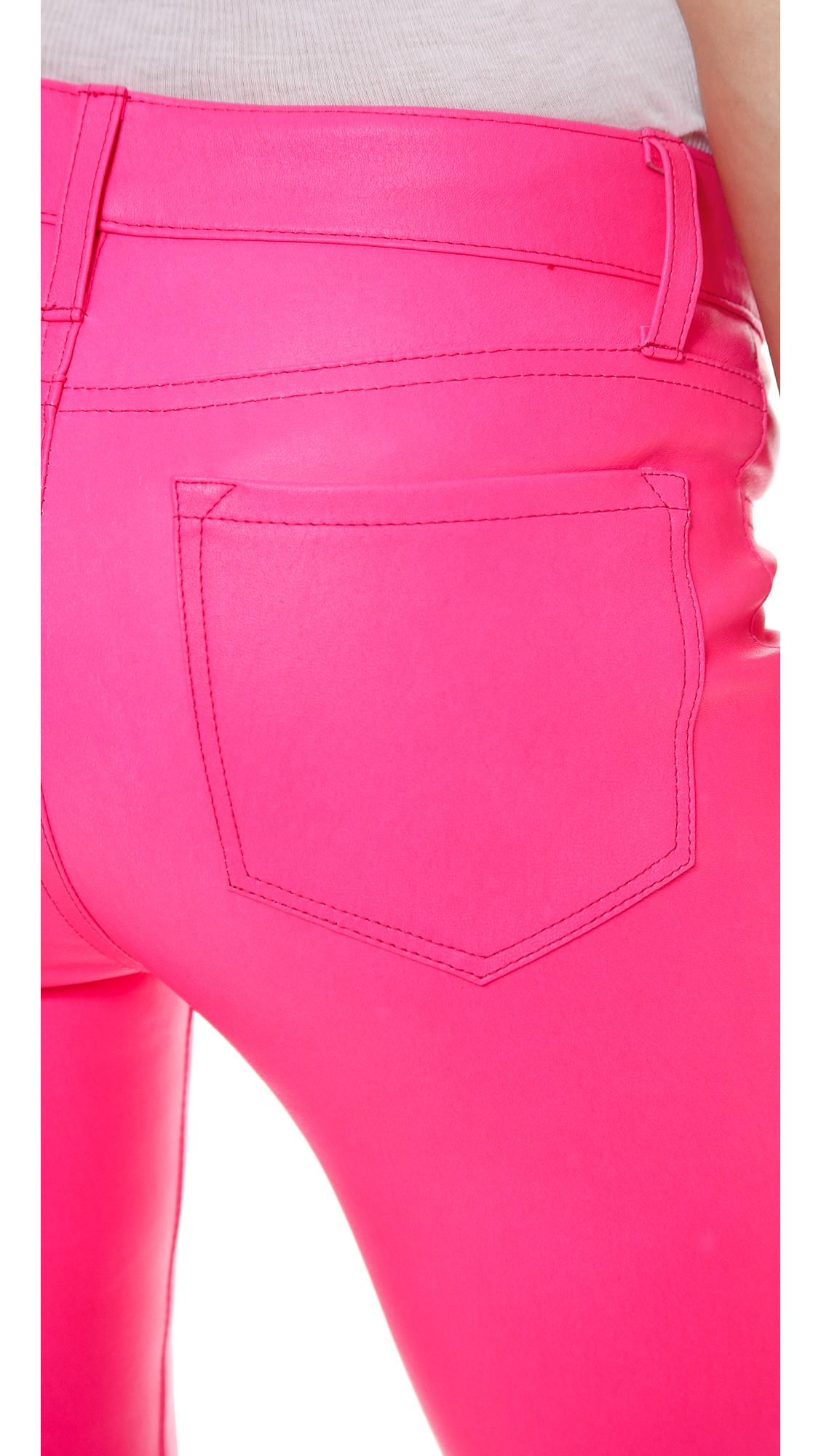 pink leather pants with split
