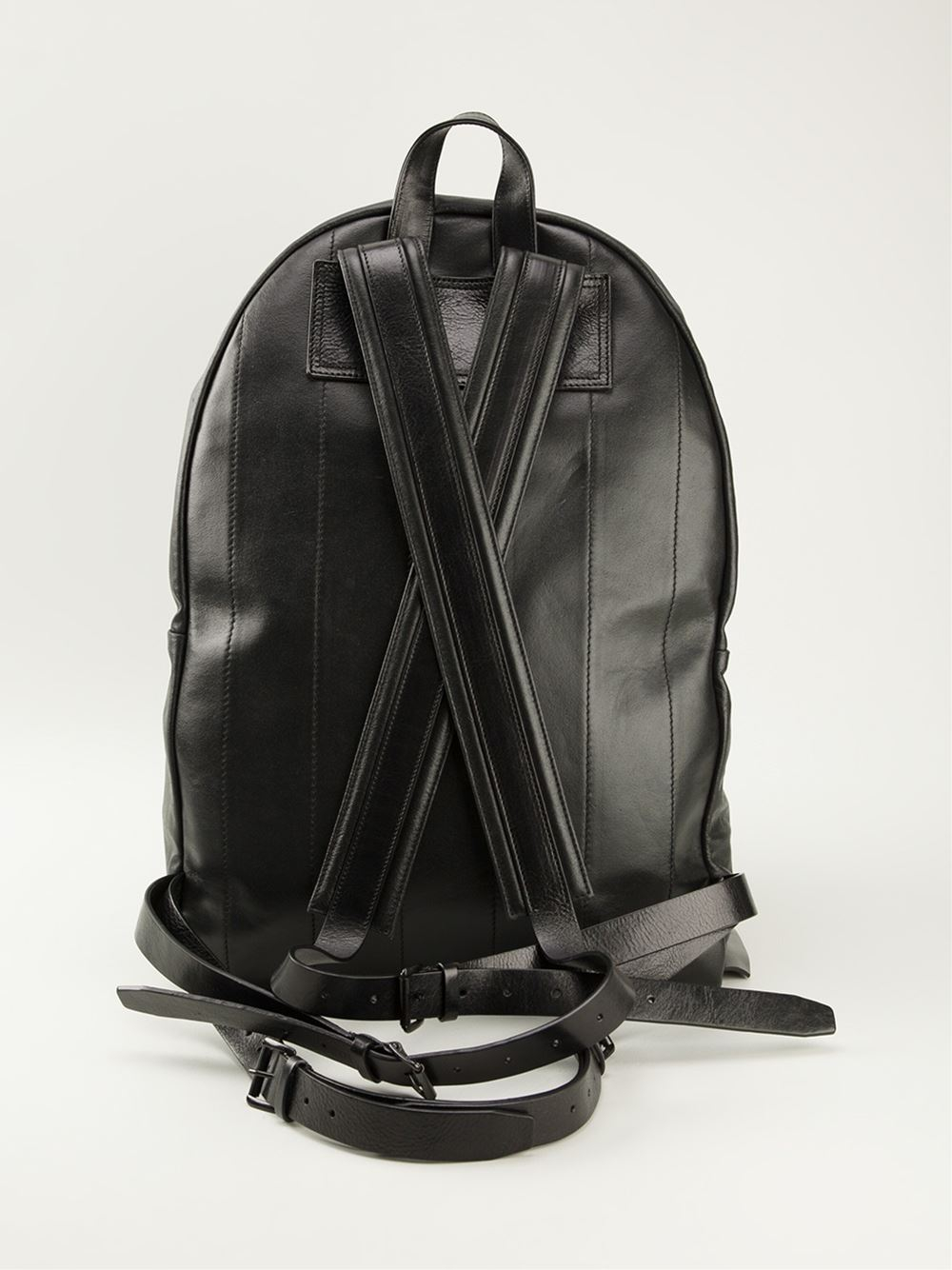 Men's Big Black Leather Backpack Literacy Basics