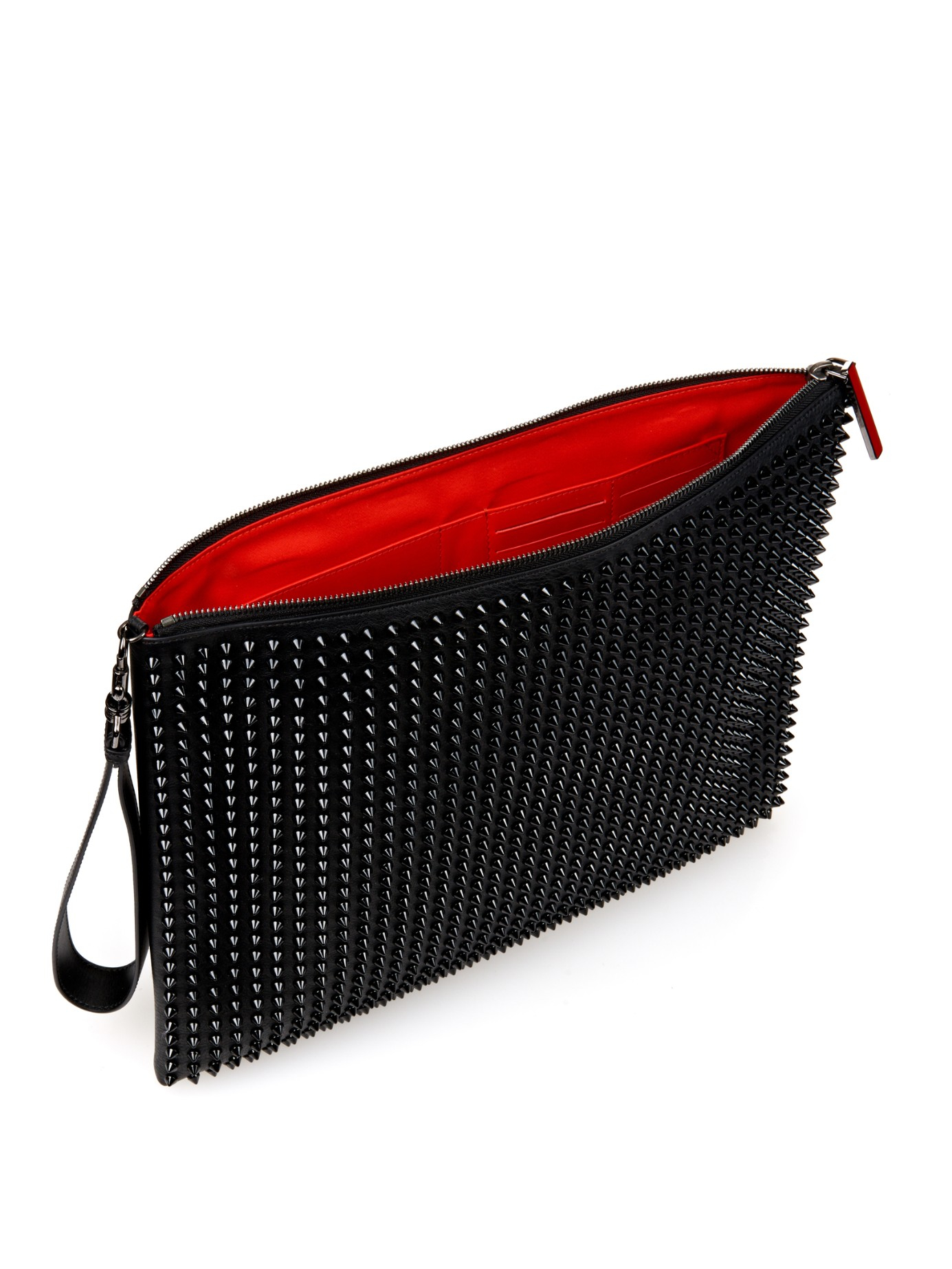 Christian Louboutin Peter Spiked Leather Pouch in Black for Men | Lyst