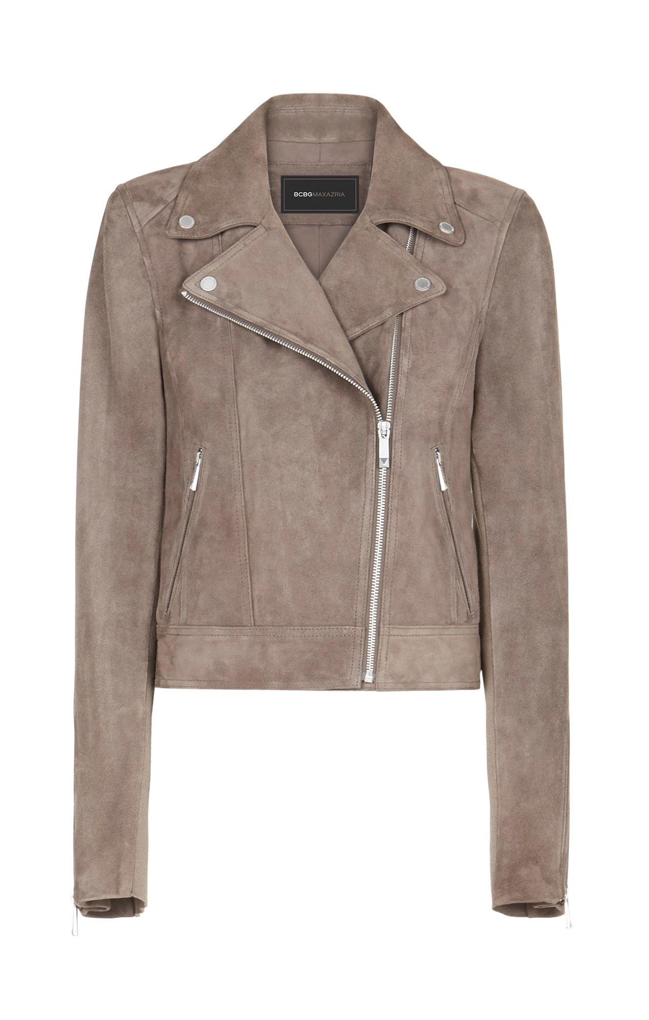 Bcbgmaxazria Gray Santana Suede Jacket