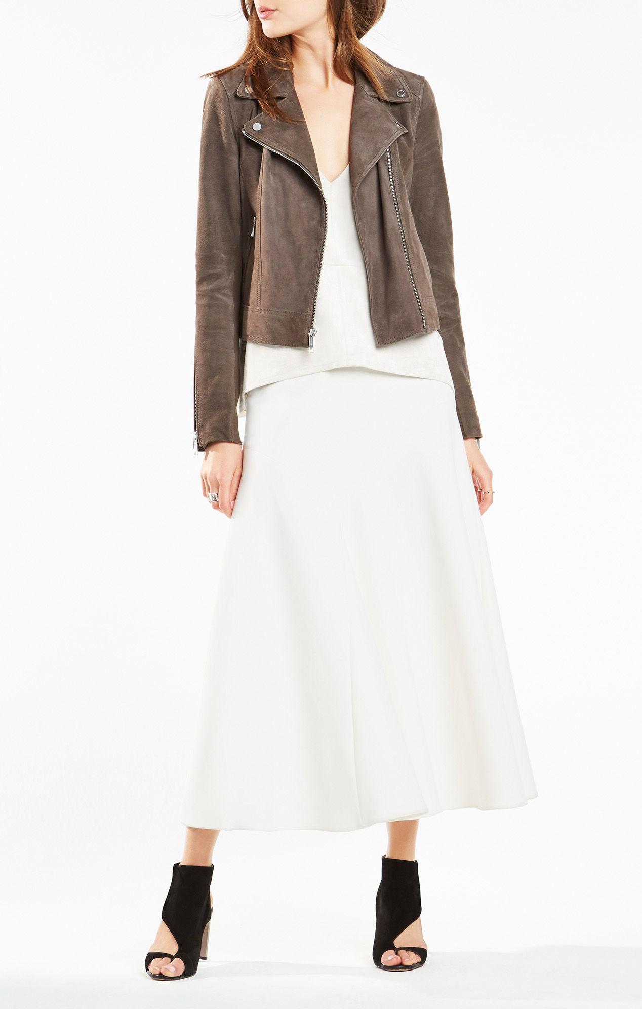 Bcbgmaxazria Gray Santana Suede Jacket