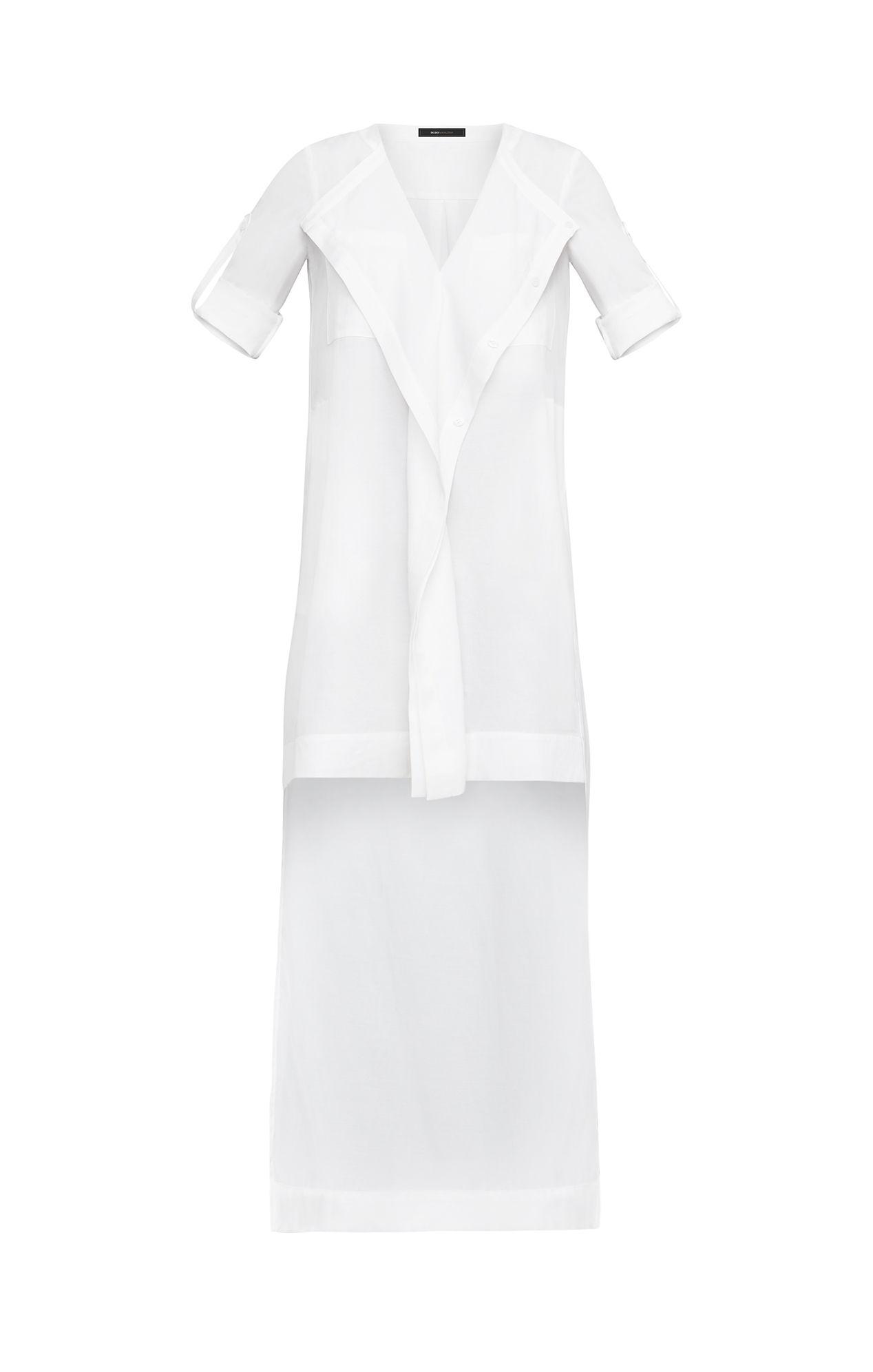 bcbg white high low dress