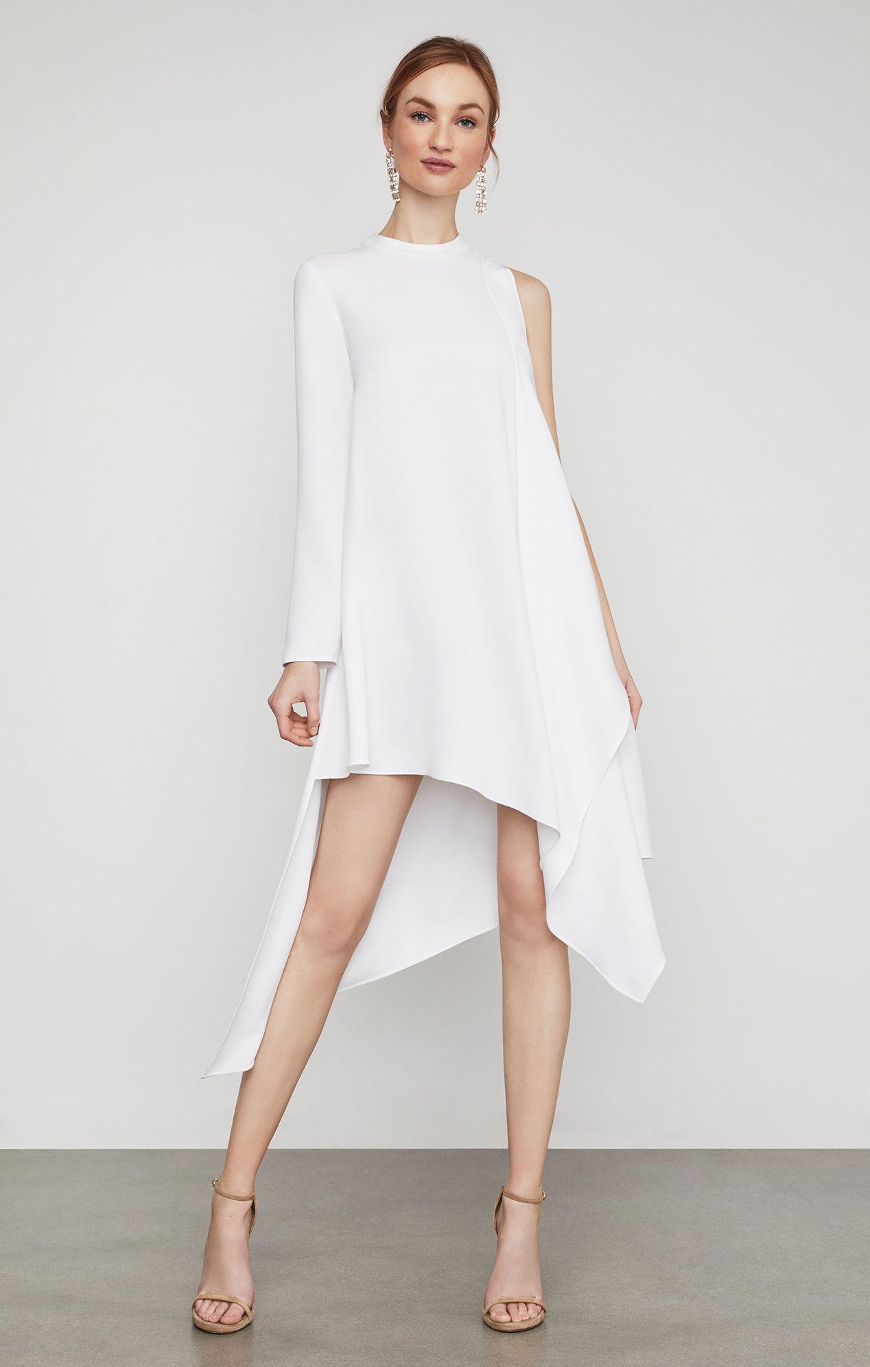 Download BCBGMAXAZRIA Bcbg Asymmetrical Mock Neck Dress in White - Lyst