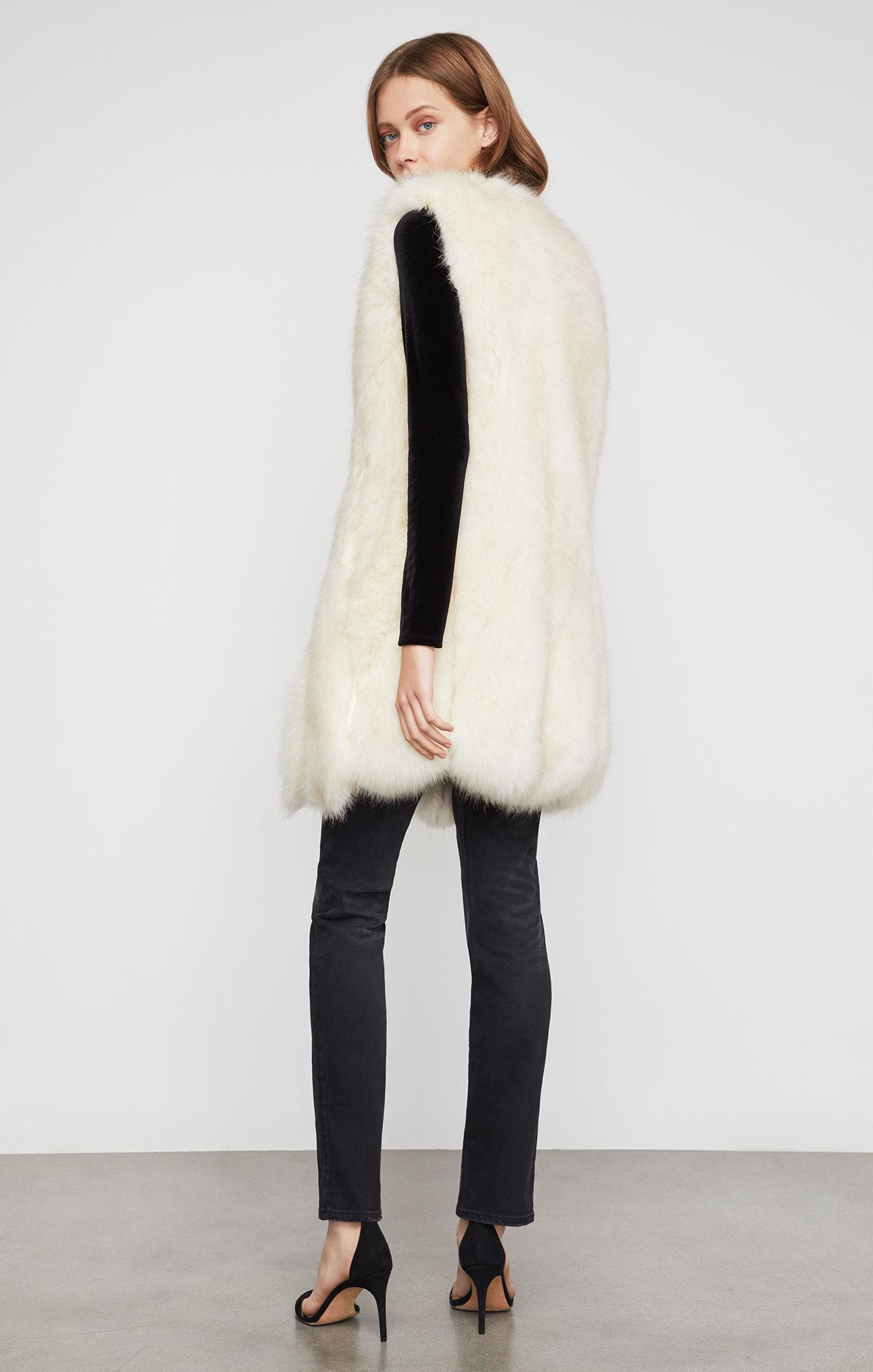 BCBGMAXAZRIA Bcbg Makenzie Faux Fur Long Vest in Ivory (White) Lyst