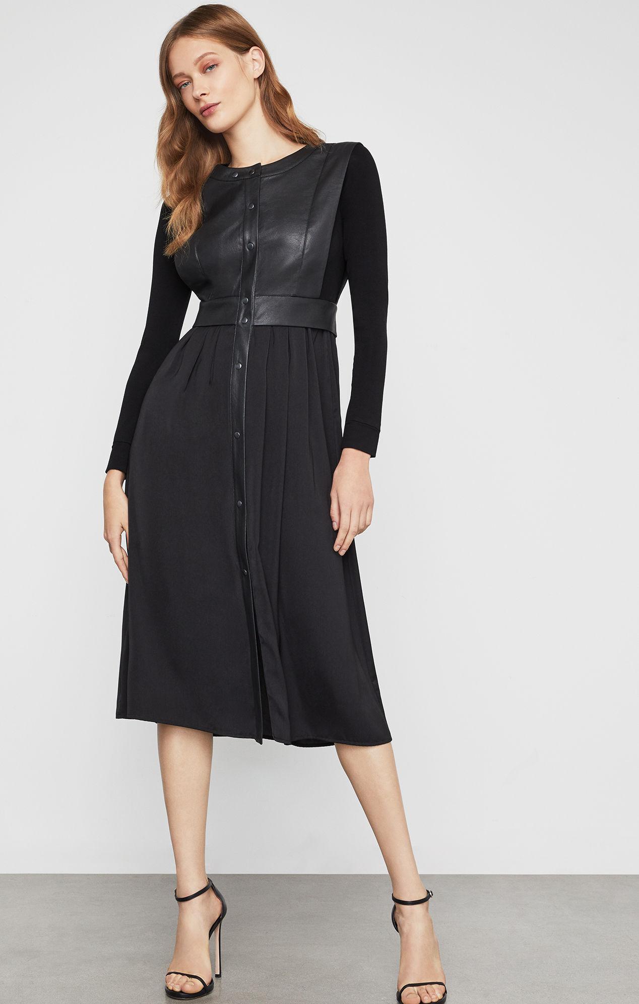 bcbg faux leather vest dress