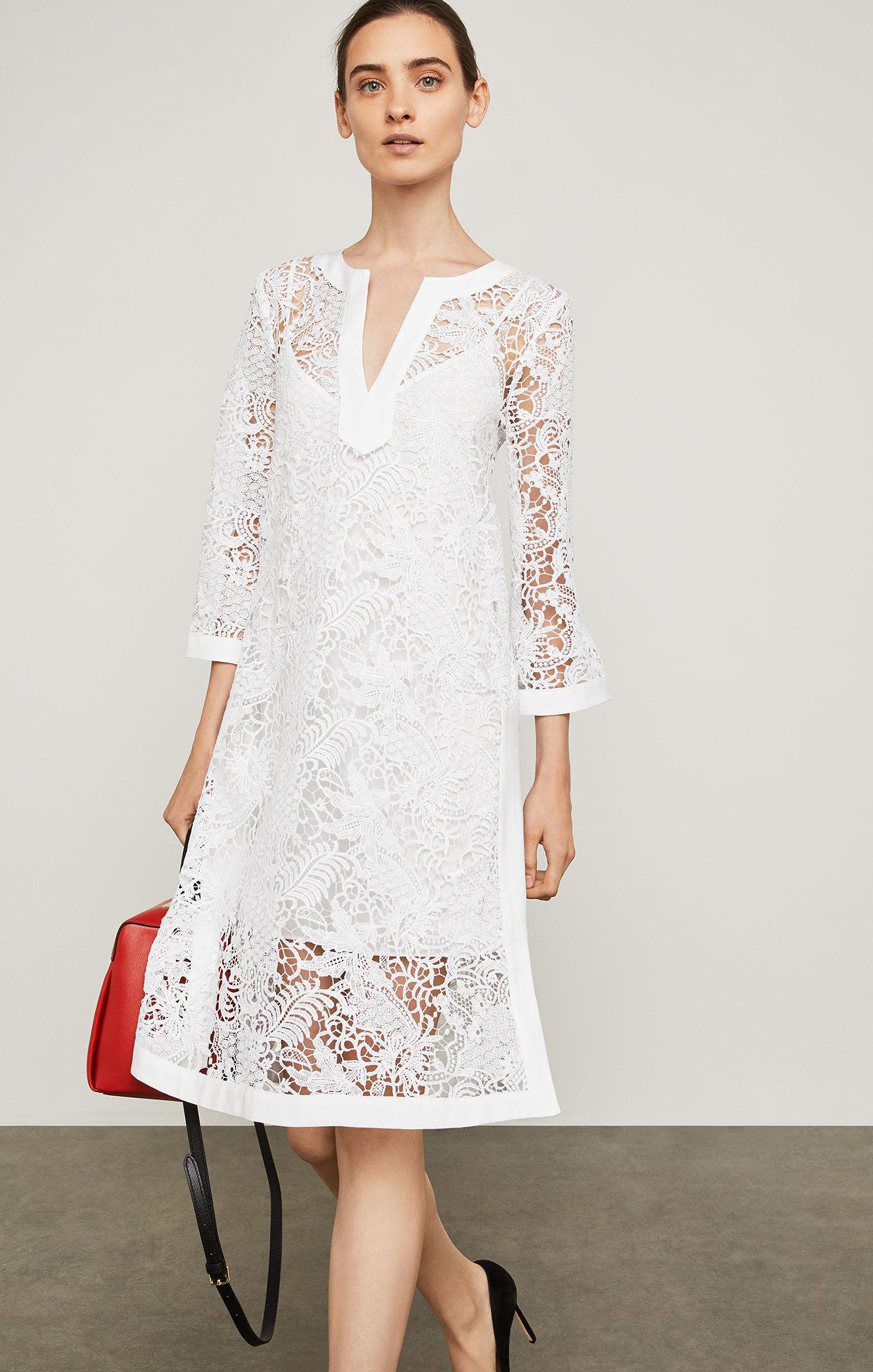 BCBGMAXAZRIA Bcbg Floral Lace Shift Dress in White - Lyst