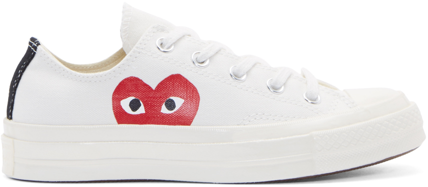 Play Comme des Garçons White Heart Logo Converse Edition Sneakers - Lyst