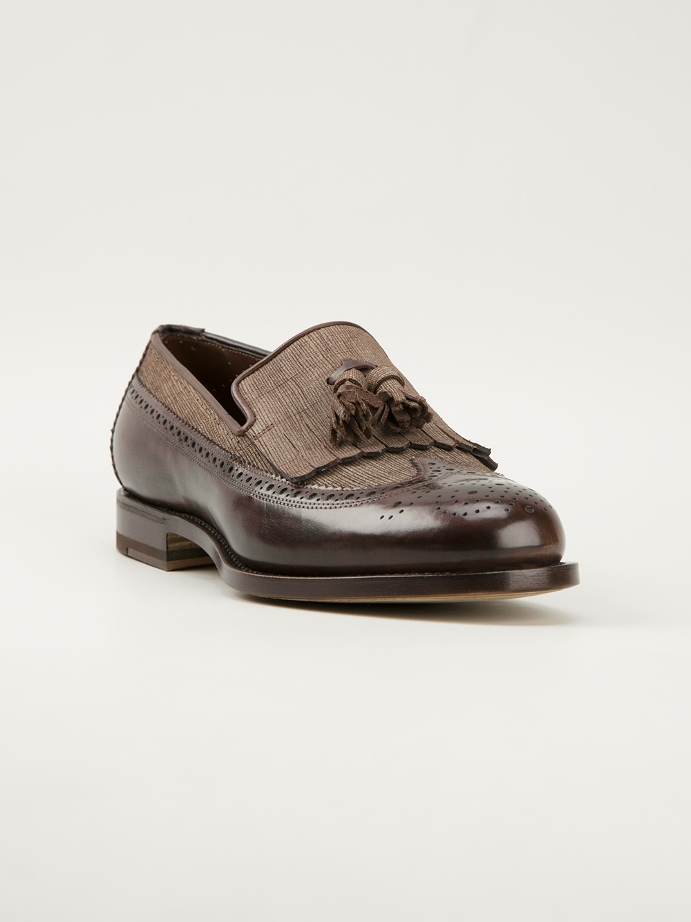 band syndroom les Santoni Tassel Loafers in Brown for Men | Lyst