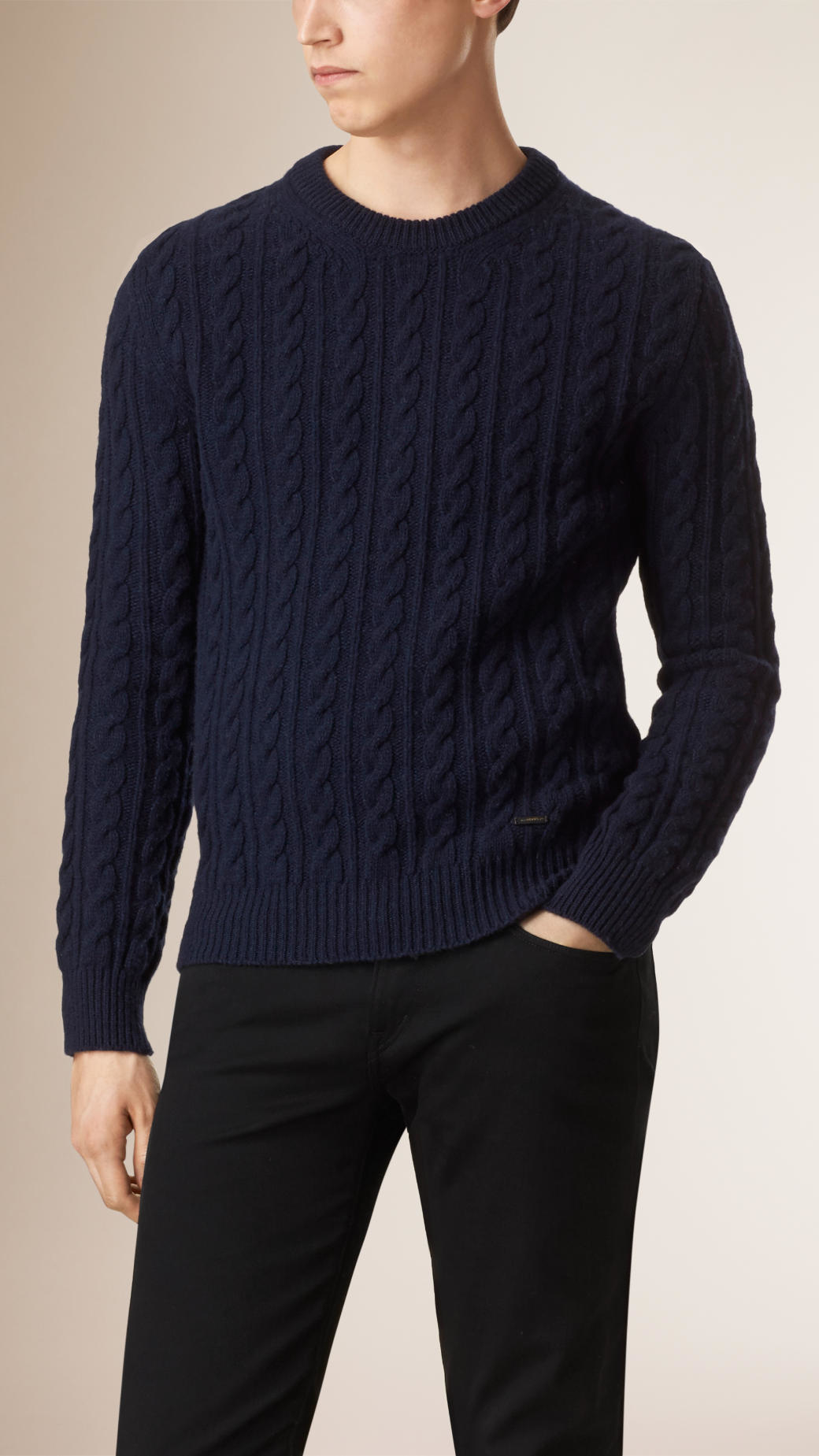 Shipwreck Disse Presenter Burberry Cable Knit Wool Cashmere Sweater Navy in Blue for Men | Lyst