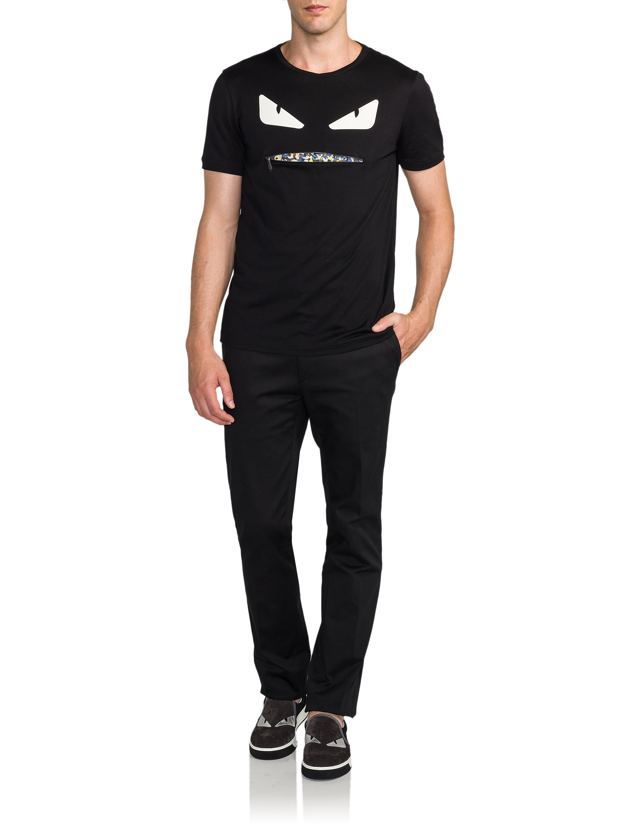 fendi eyes zip t shirt