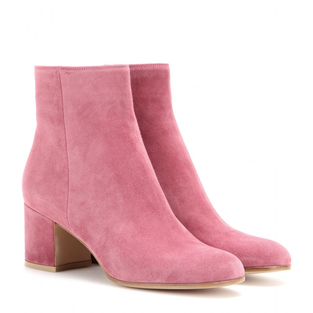 Gianvito Rossi Suede Ankle Boots in Pink - Lyst