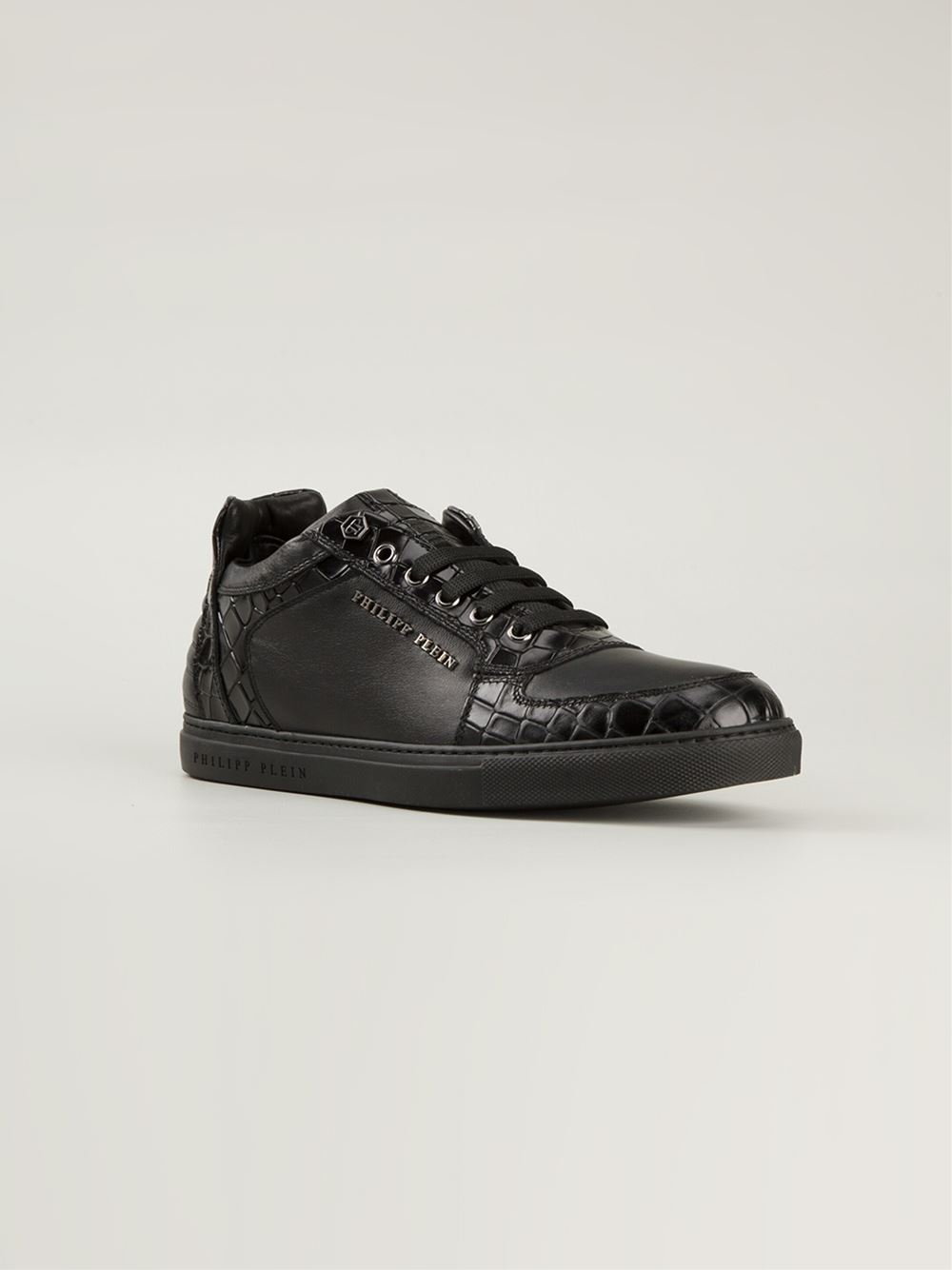 Philipp Plein Crocodile Effect Sneakers in Black for Men | Lyst