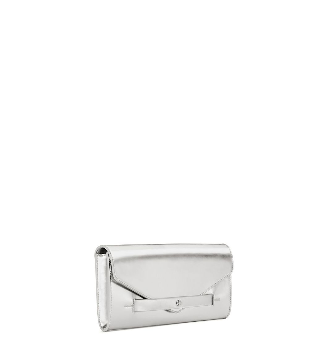 tory burch silver clutch