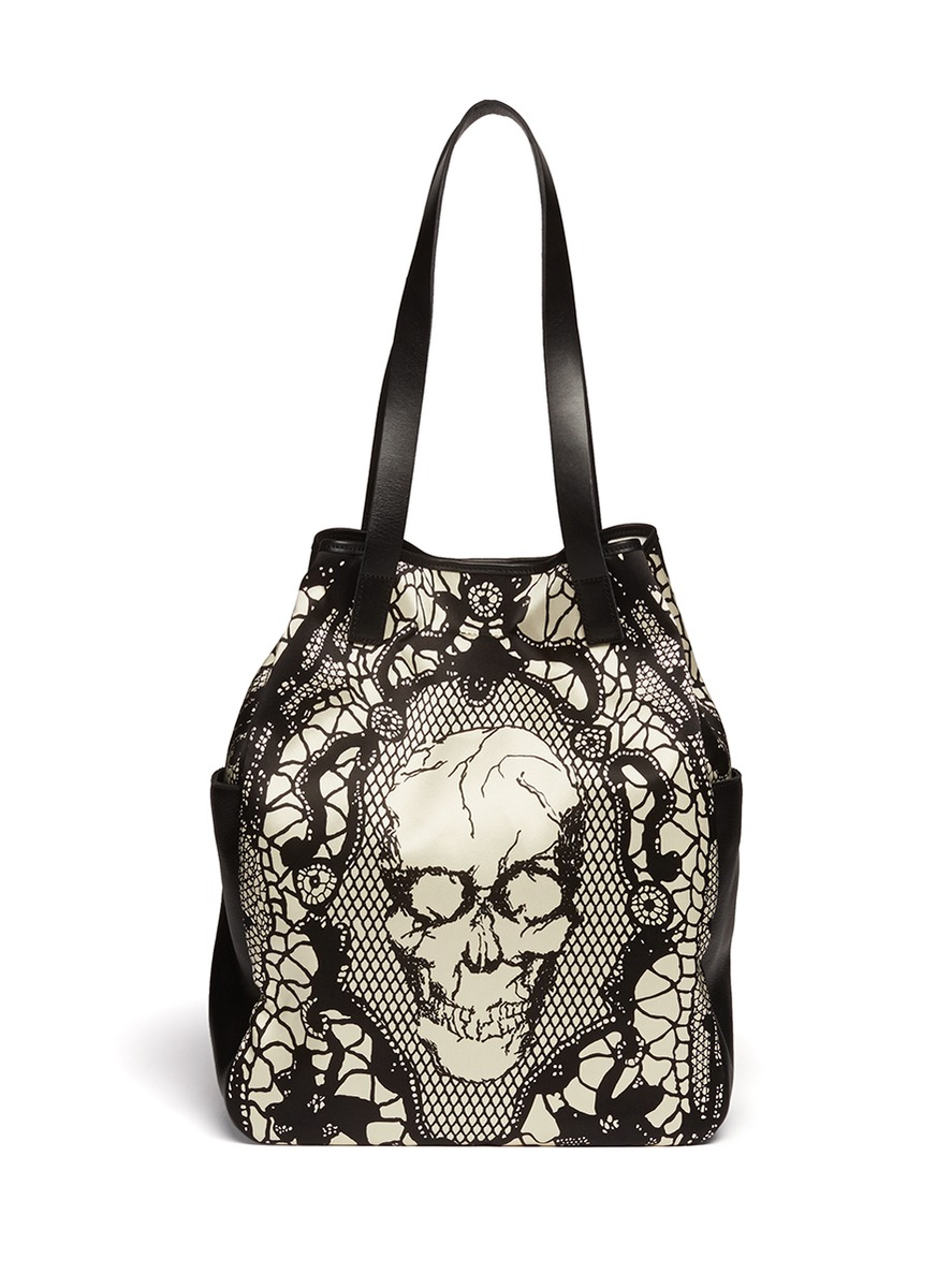 alexander mcqueen skull tote bag